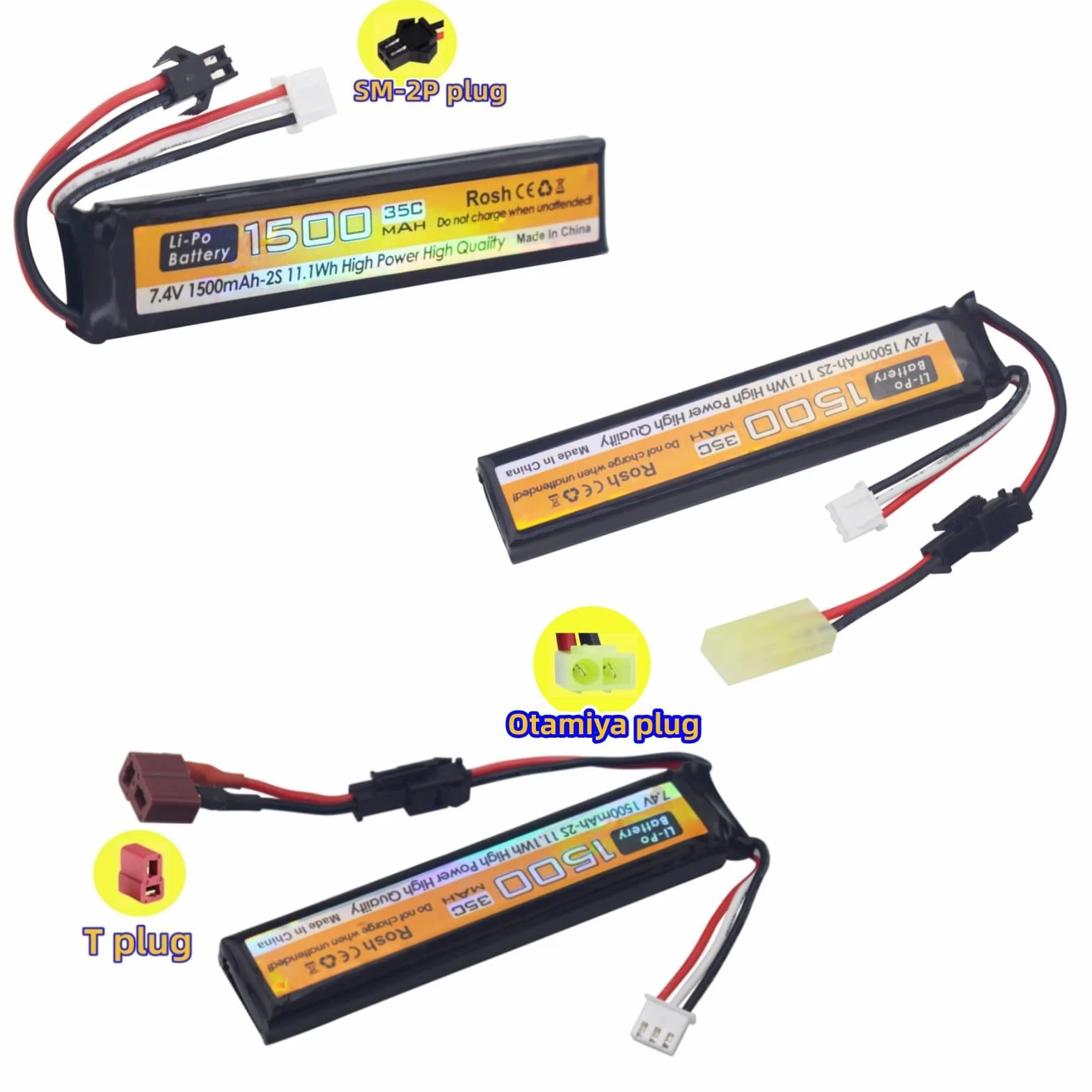 Odamiya Li-ion batteria 7.4V 1500mAh 35C SM-2P Spina T per Airsoft pistole RC auto droni