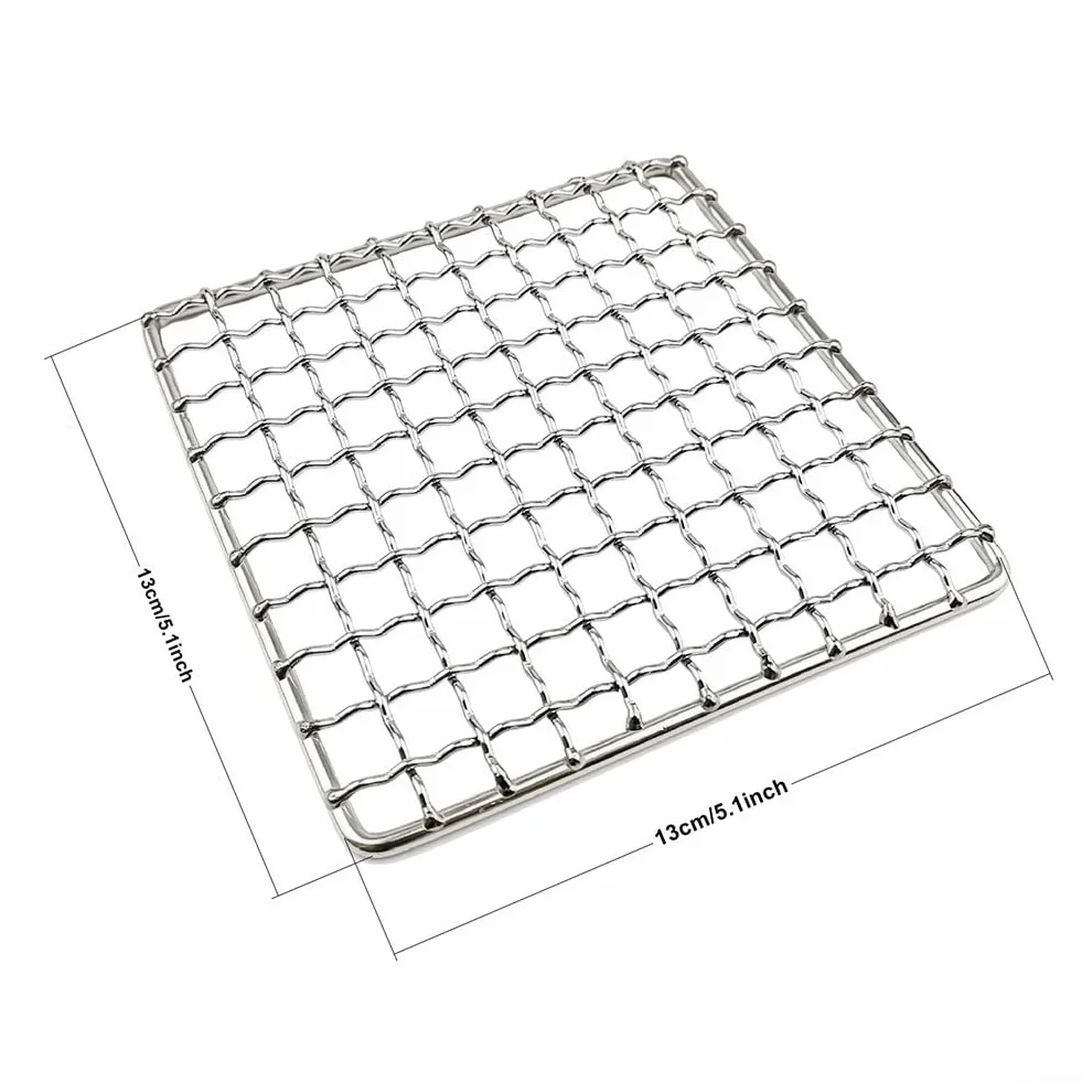 Griglia BBQ Mesh 13 x 13 cm, resistente alle alte temperature, da campeggio