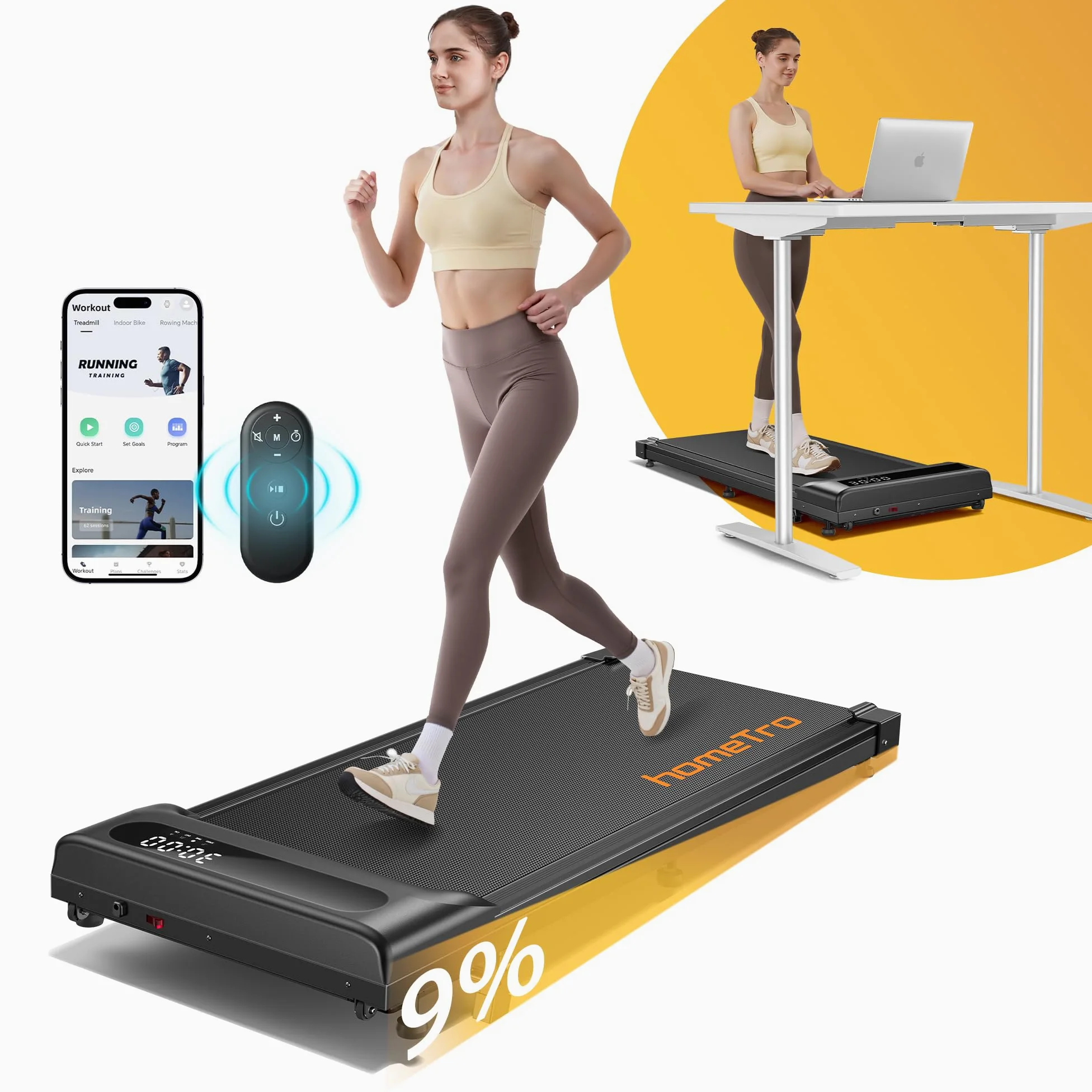 Tapis Roulant Elettrico per Casa e Ufficio | Walking Pad Pieghevole con Inclinazione Manuale, Velocità 1-8 km/h, Controllo da App e Telecomando, Design Salvaspazio, Senza Montaggio