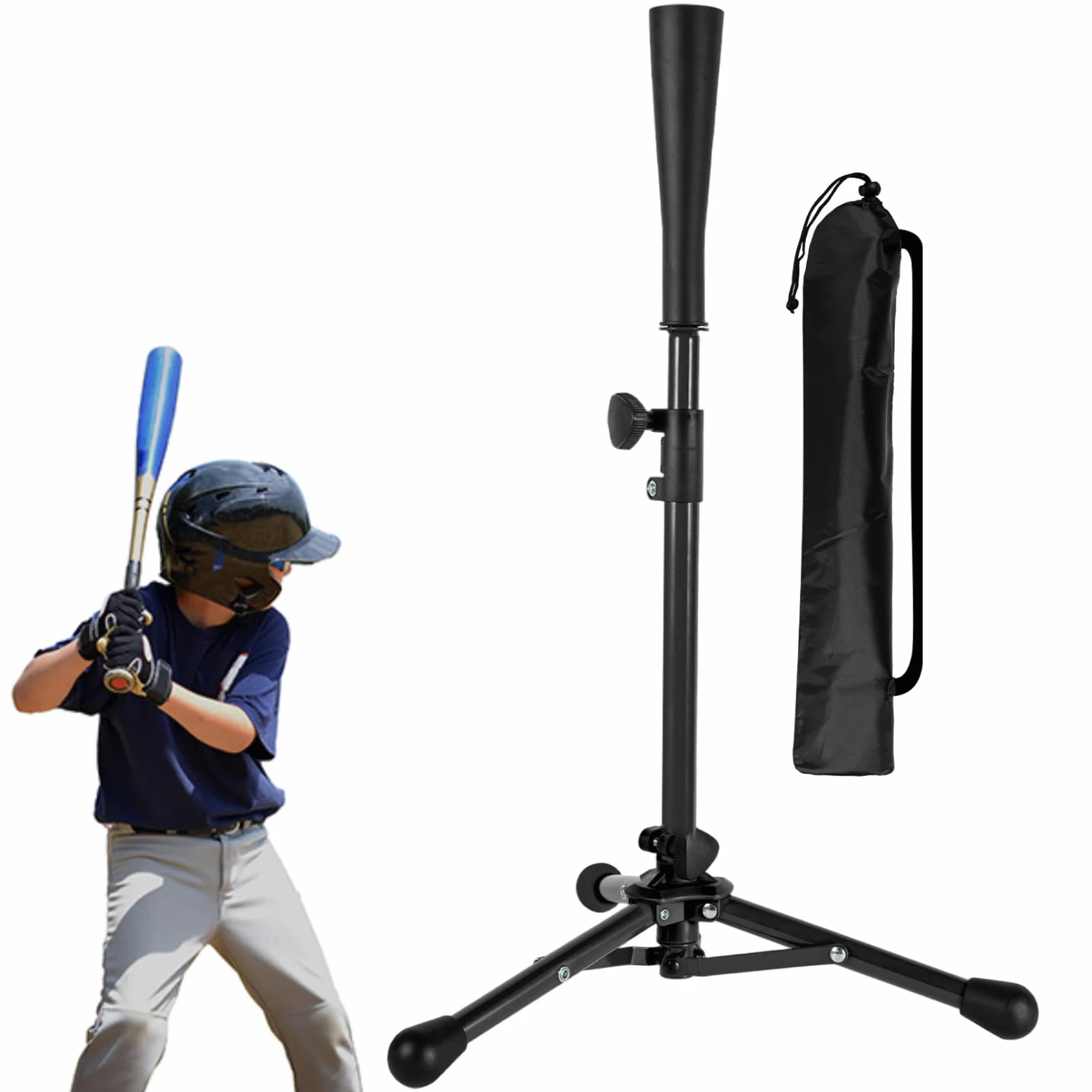 Maglietta da baseball per bambini, treppiede portatile e stabile regolabile da 21 a 30 pollici, per allenamento e battuta, con borsa per il trasporto. Magliette da baseball per bambini. Maglietta
