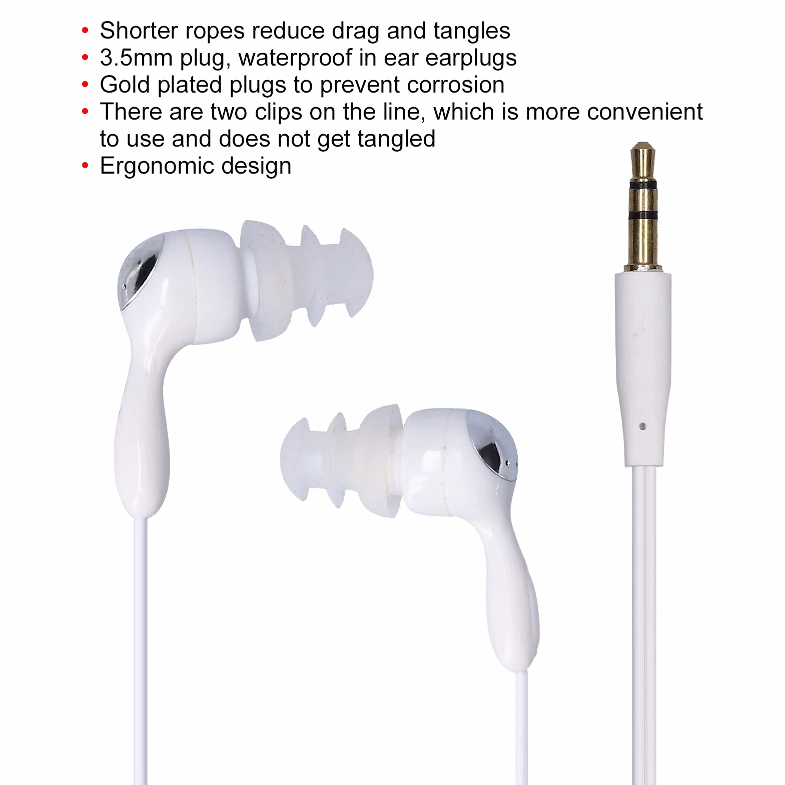 Cuffie Subacquee Impermeabili con 2 Clip Orecchie Ricambio per Nuotatori Auricolari Cavo Prolunga Stereo