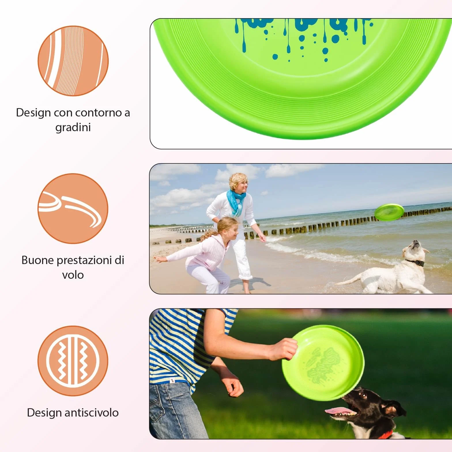 Wham-O Frisbee Disco Volante 23.75 cm Gioco per Cani Bambini Spiaggia