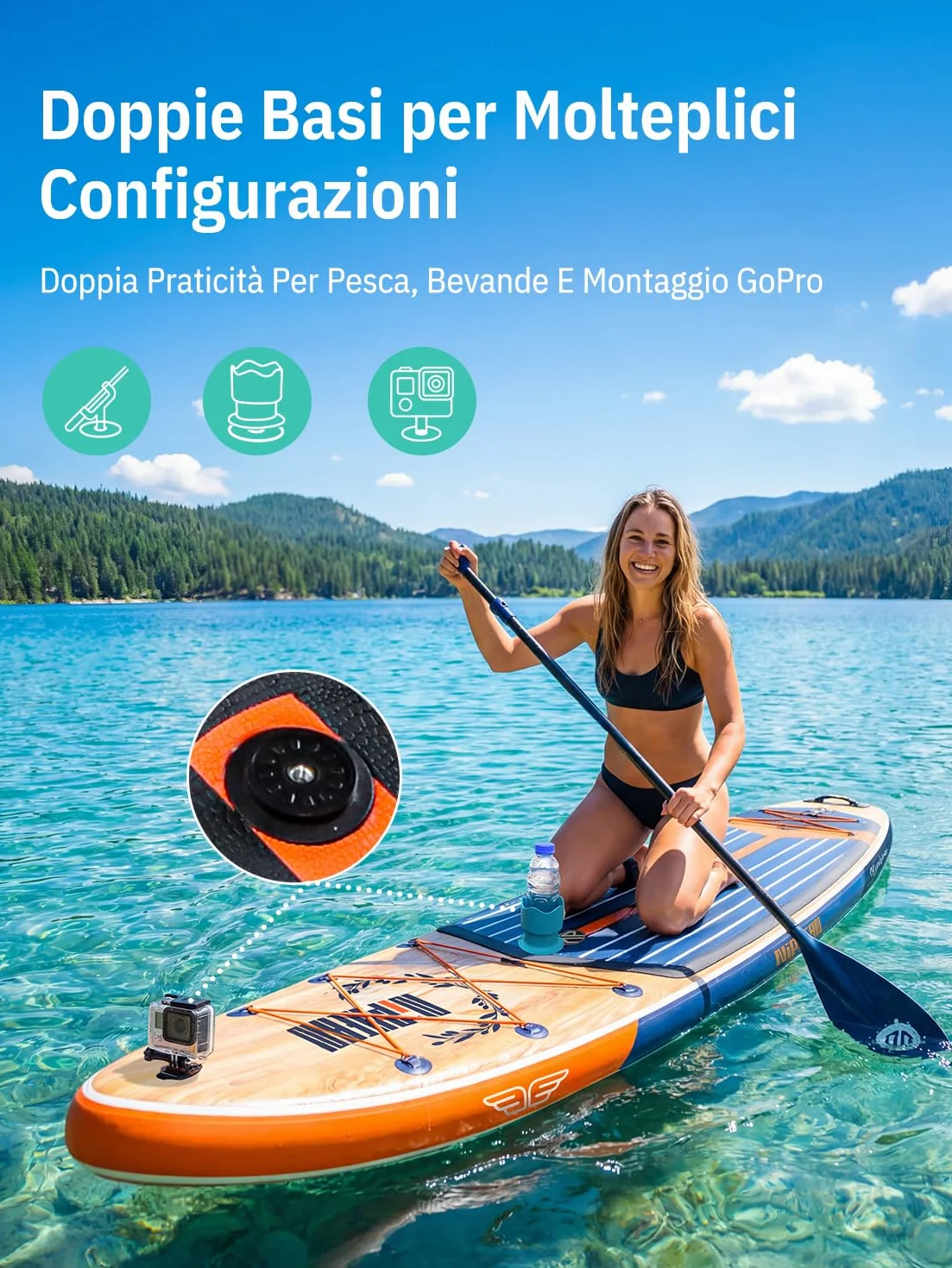 Niphean Tavola SUP Gonfiabile per 2+1 Persone, Stand Up Paddle Board con StabilTrac Pinna, Custodia Impermeabile, SUP Gonfiabile Adulti