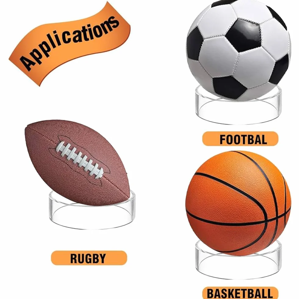 Supporto da Palla in Acrilico Trasparente per Pallacanestro, Calcio, Rugby e Pallavolo - 4 Pezzi
