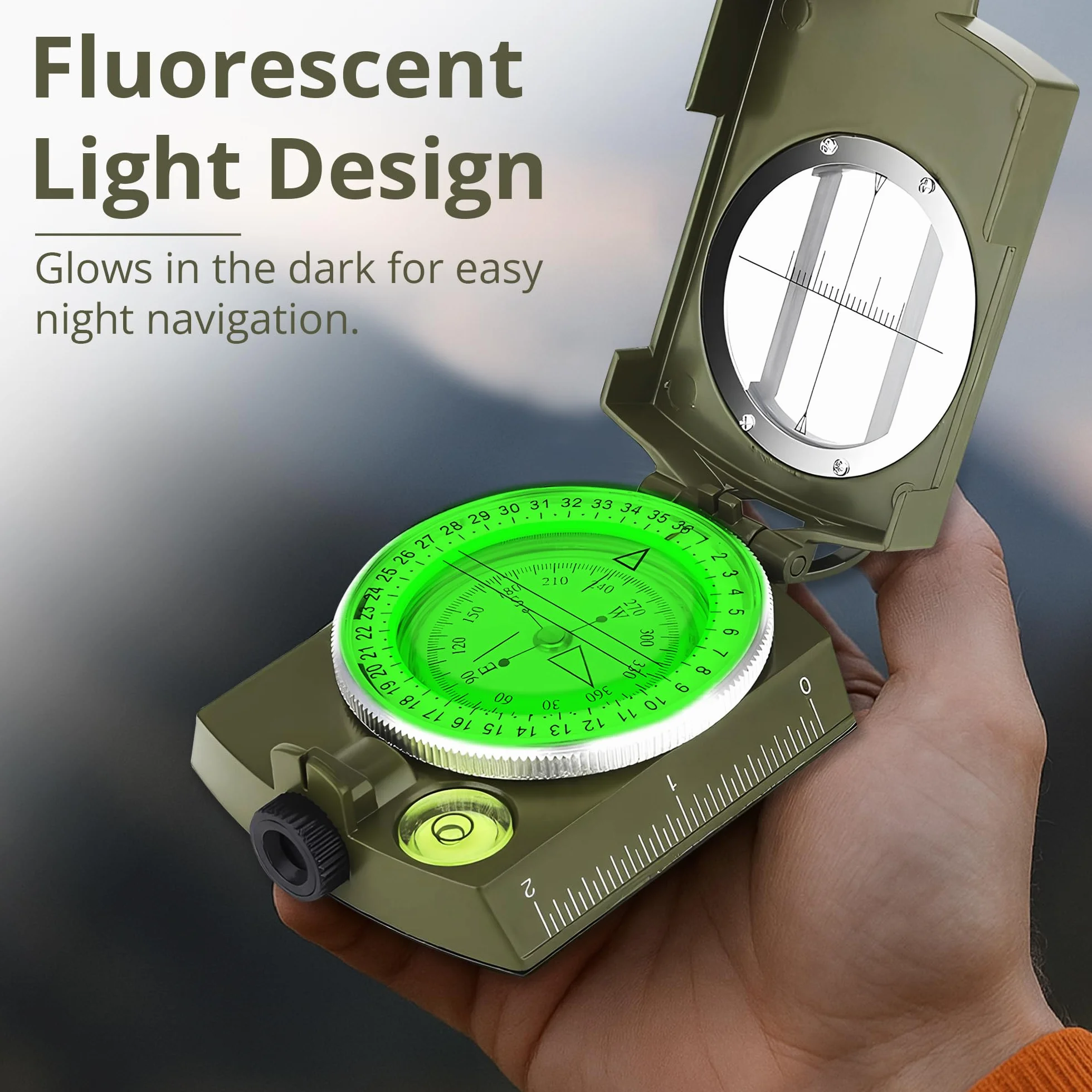 Bussola Professionale Impermeabile Navigazione Militare Fluorescente