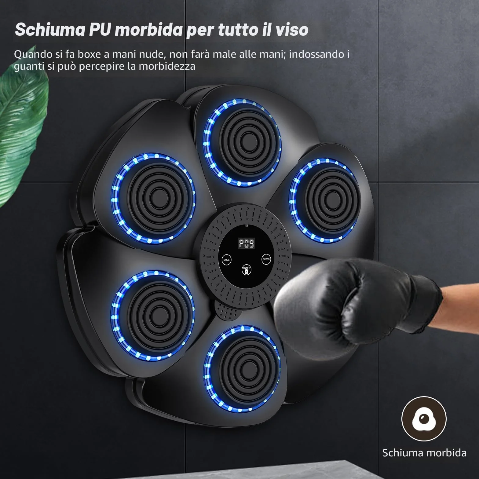 Macchina da boxe musicale, versione 2024 intelligente con Bluetooth e guanti da boxe, montabile a parete, 9 modalità di velocità e di conteggio, per adulti e bambini