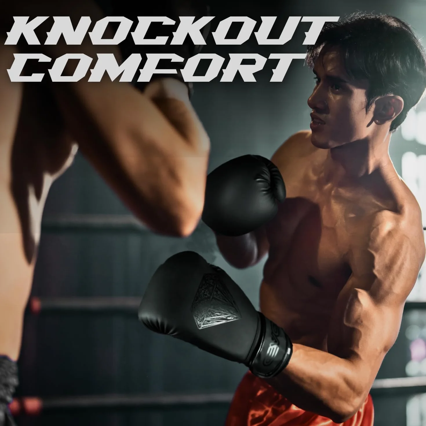 EVO Fitness Guantoni Da Boxe Con Pelle Pro Gel Per Muay Thai Kick Boxing Sparring