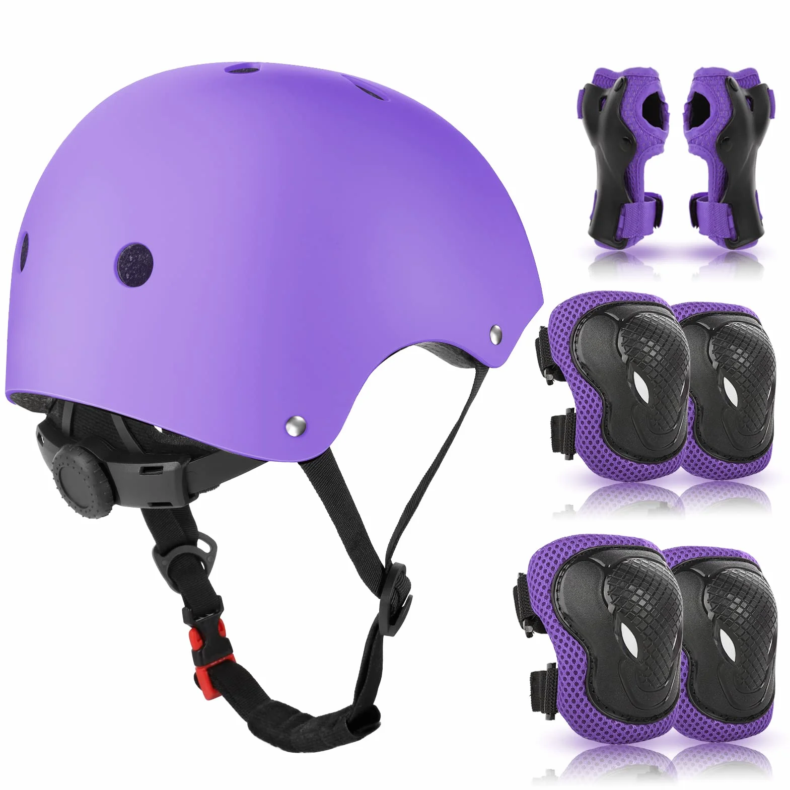 Wayeee Set Protezioni per Bambini Casco Regolabile Ginocchiere Gomitiere per Skateboard Bicicletta