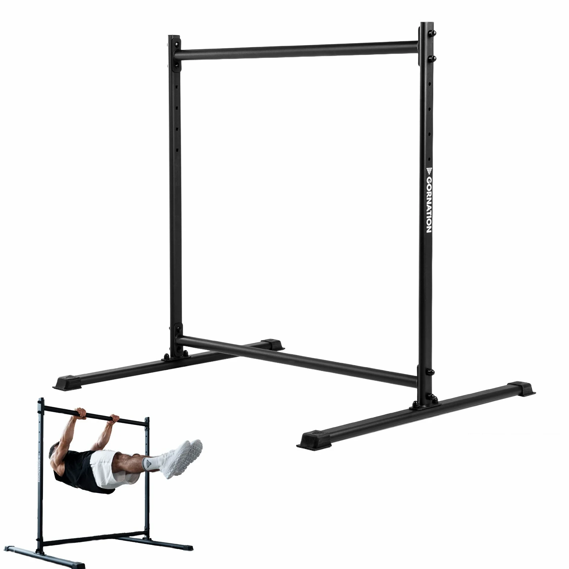 GORNATION Barra Statica, Front Lever Bar con Piedini Antiscivolo, Impugnatura Verniciata a Polvere, Altezza Regolabile e Facile da Montare, Calisthenics & Fitness, Palestra a Casa & Outdoor Workouts