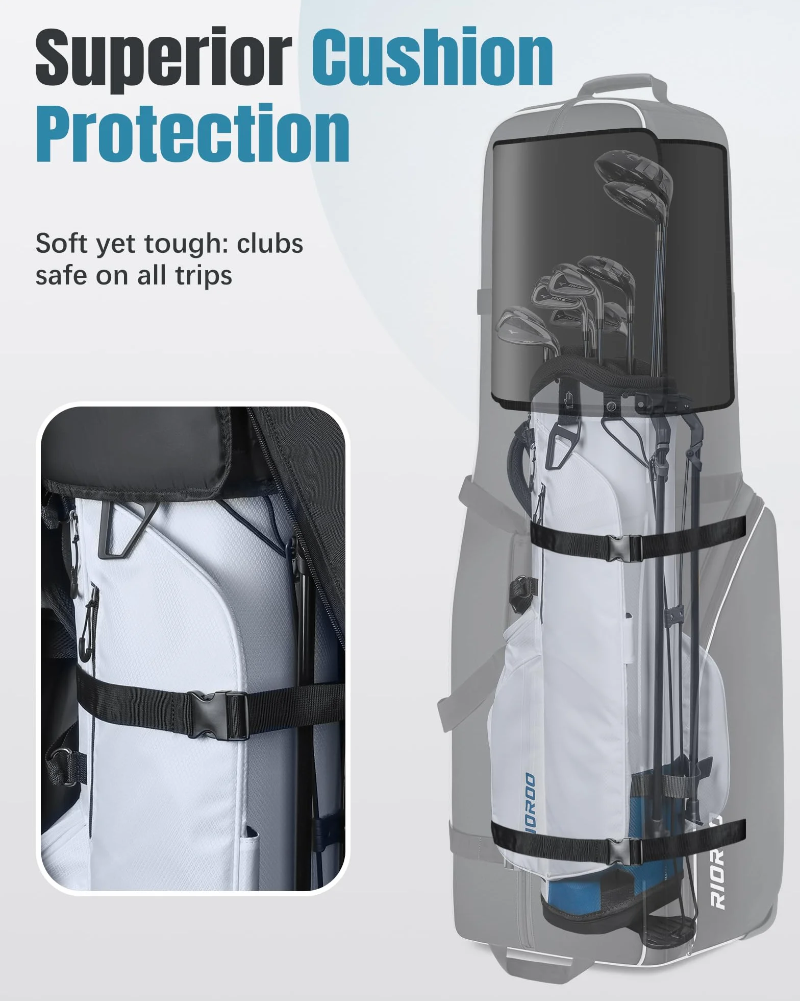 Borsa da Viaggio per Golf con Ruote Impermeabile Resistente all'Usura Oxford Custodia Imbottita per Mazze