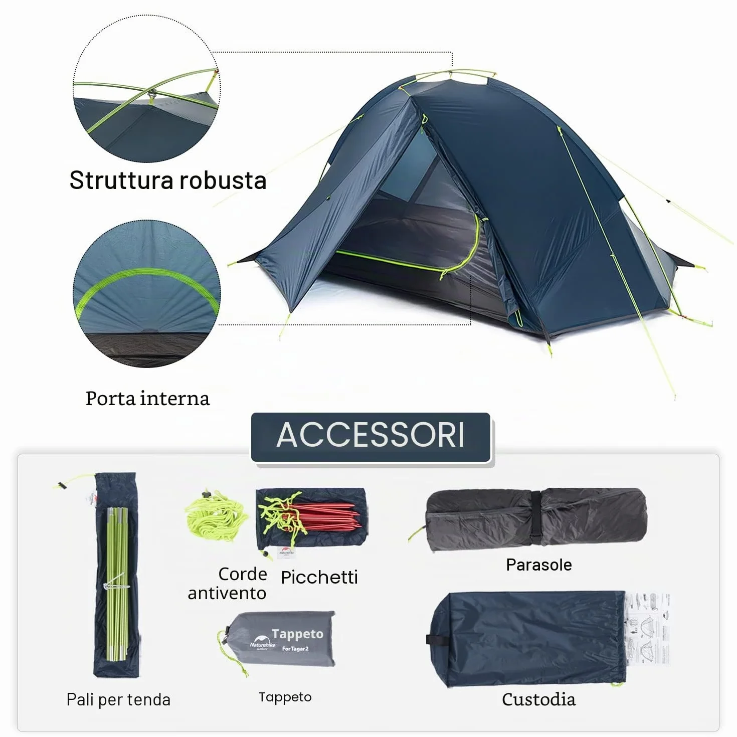 Naturehike Taga Tenda da Campeggio Ultra Leggera 1-2 Persona