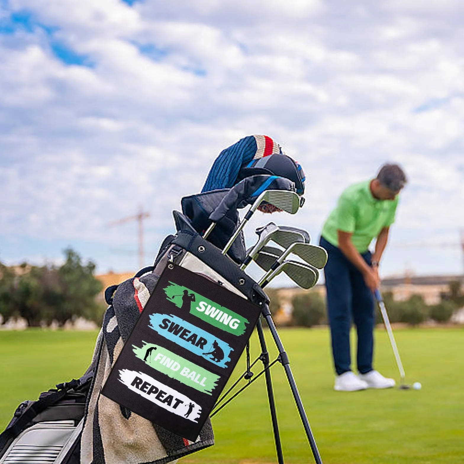 Asciugamano da golf regalo uomo marito papà accessori borsa moschettone