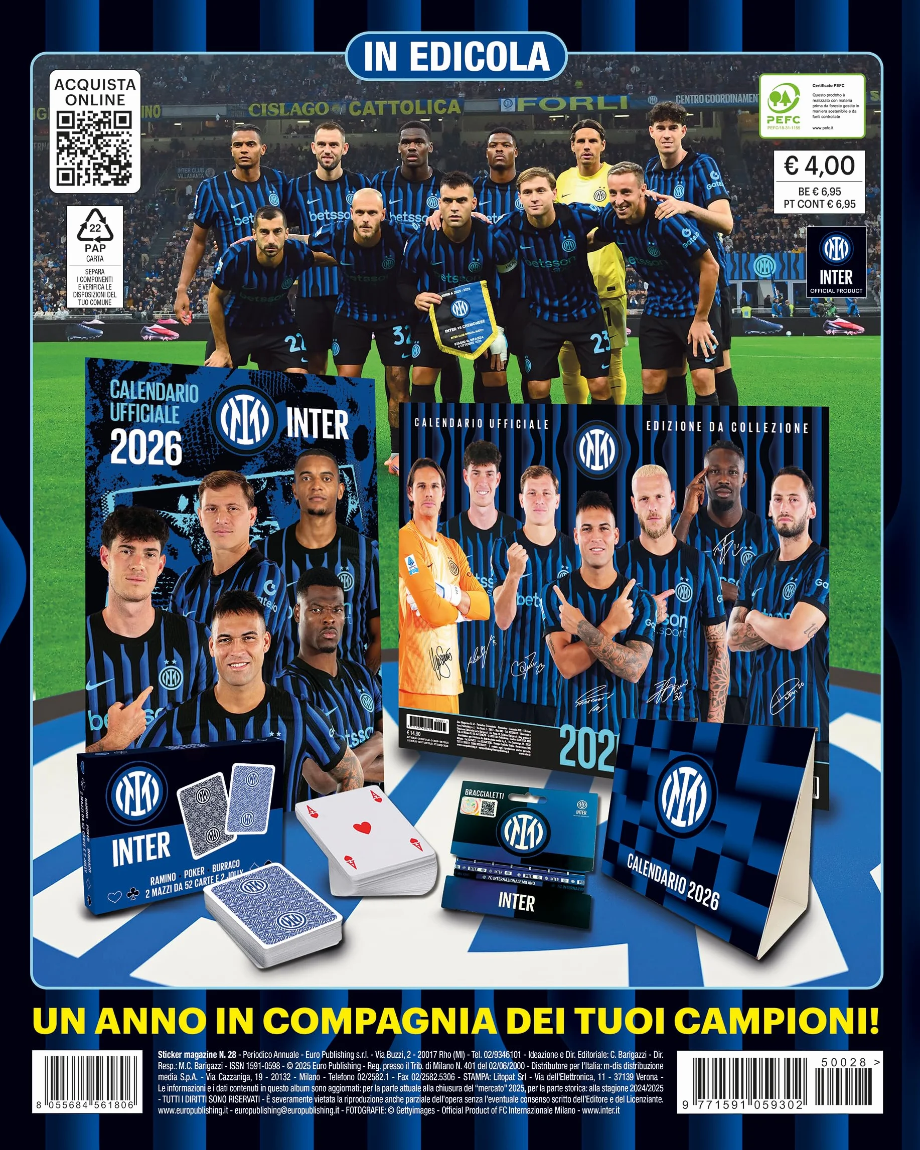 EURO PUBLISHING Album Figurine Inter 2025-2026 Prodotto Ufficiale 274 figurine