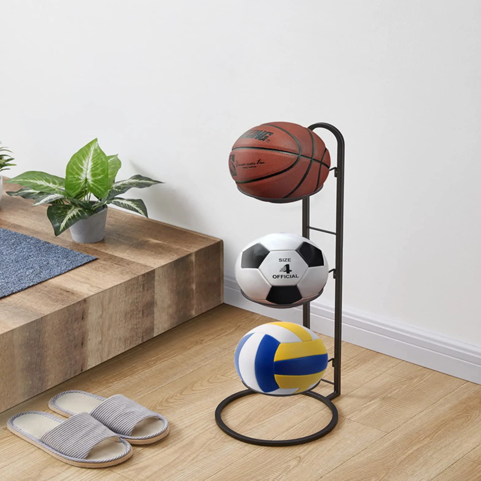 Rastrelliera da Basket e Calcio, Scaffale di Stoccaggio Attrezzature Sportive per Garage