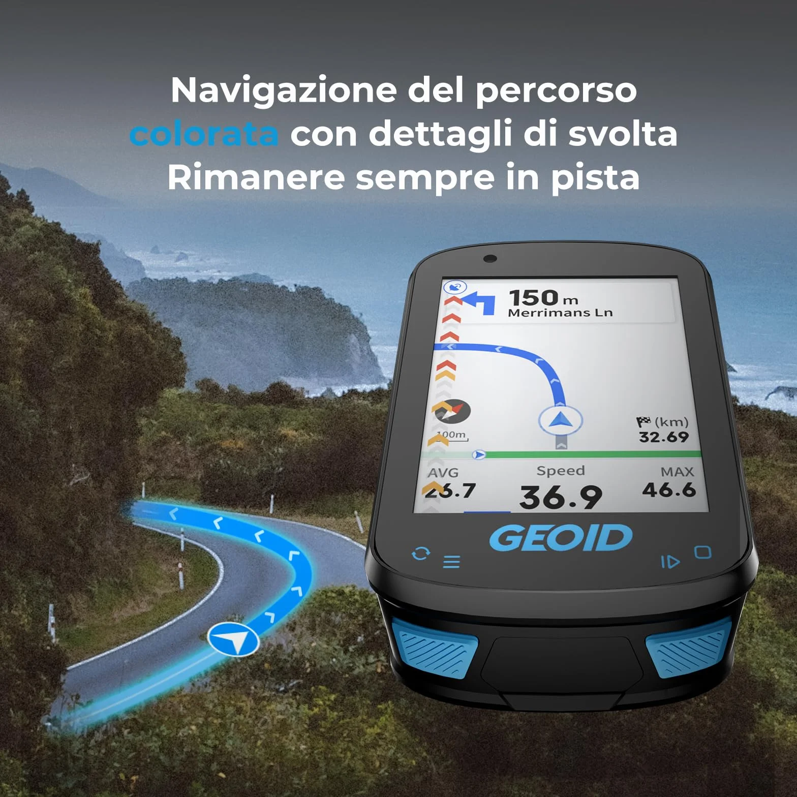 GEOID CC600 Ciclocomputer GPS Bici 2,4" Schermo a Colori Bluetooth WiFi ANT+