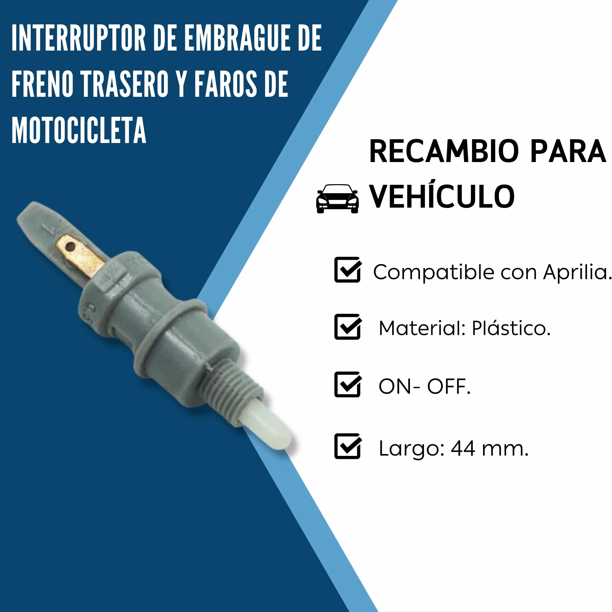 AUTOZOCO Interruttore della frizione del freno posteriore e dei fari del motociclo, interruttore del faro del motociclo, parte della frizione del freno posteriore, compatibile con Aprilia, PVC, grigio