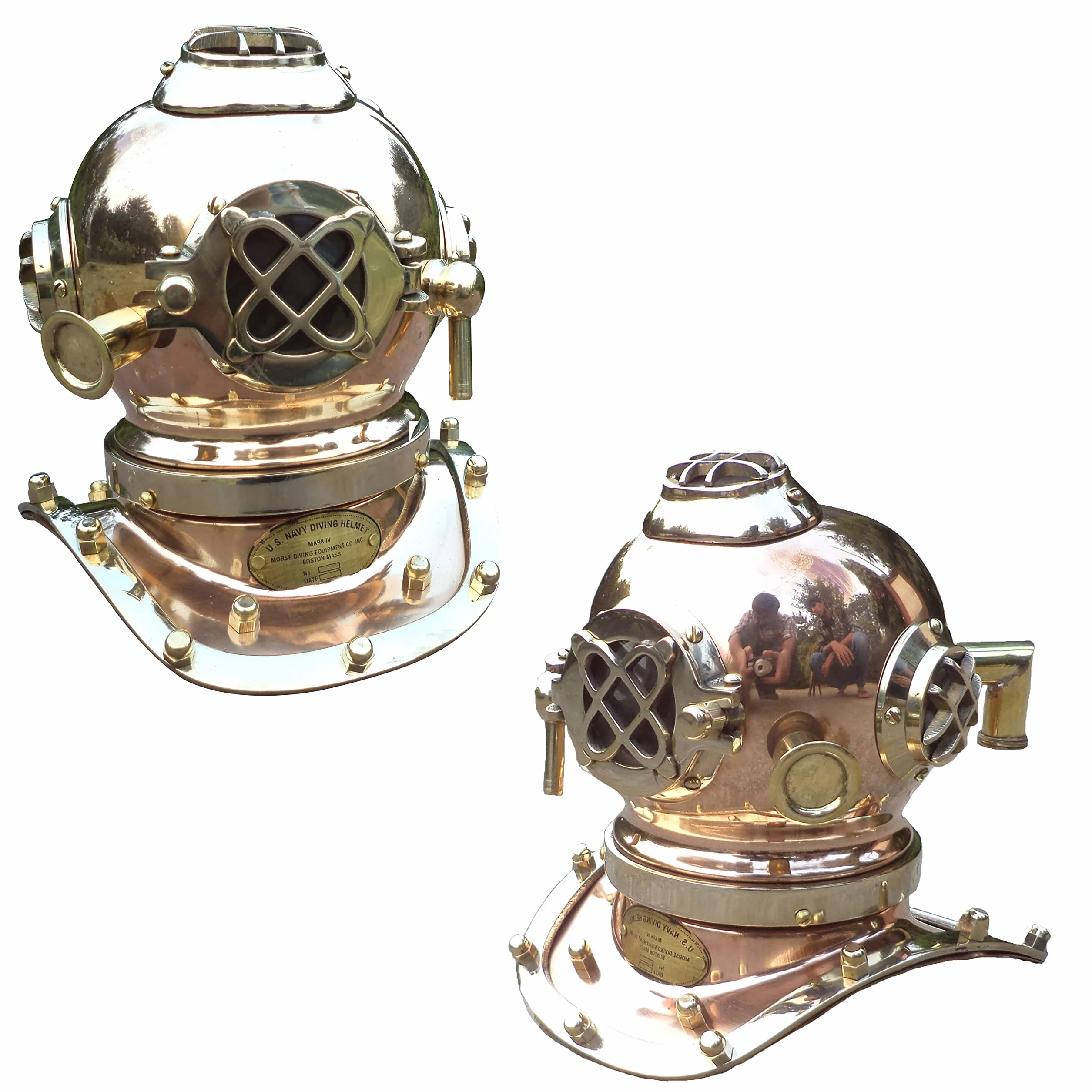 Mini casco subacqueo marino antico replica Mark us Navy Nautico finitura rame