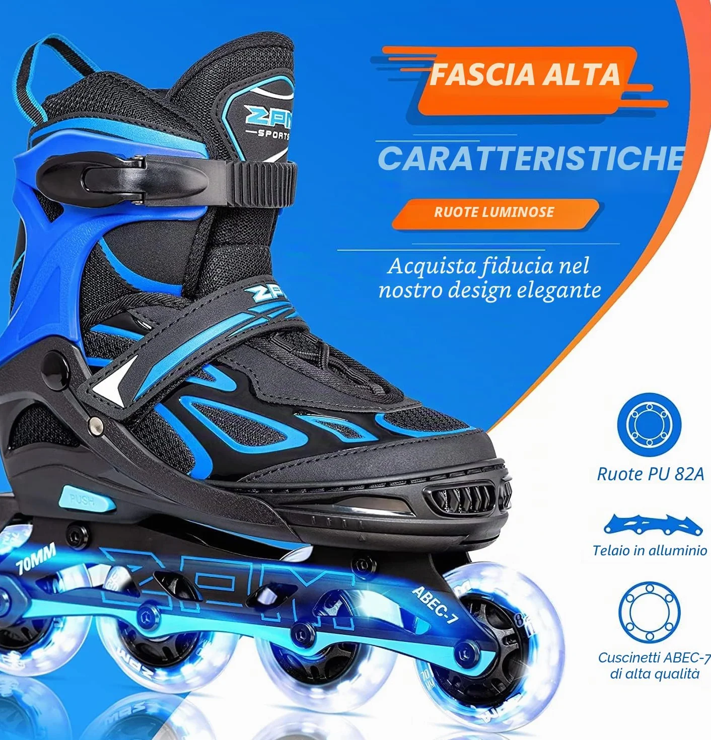 Brice Pattini Inline Skates Regolabili per Bambini e Ragazzi
