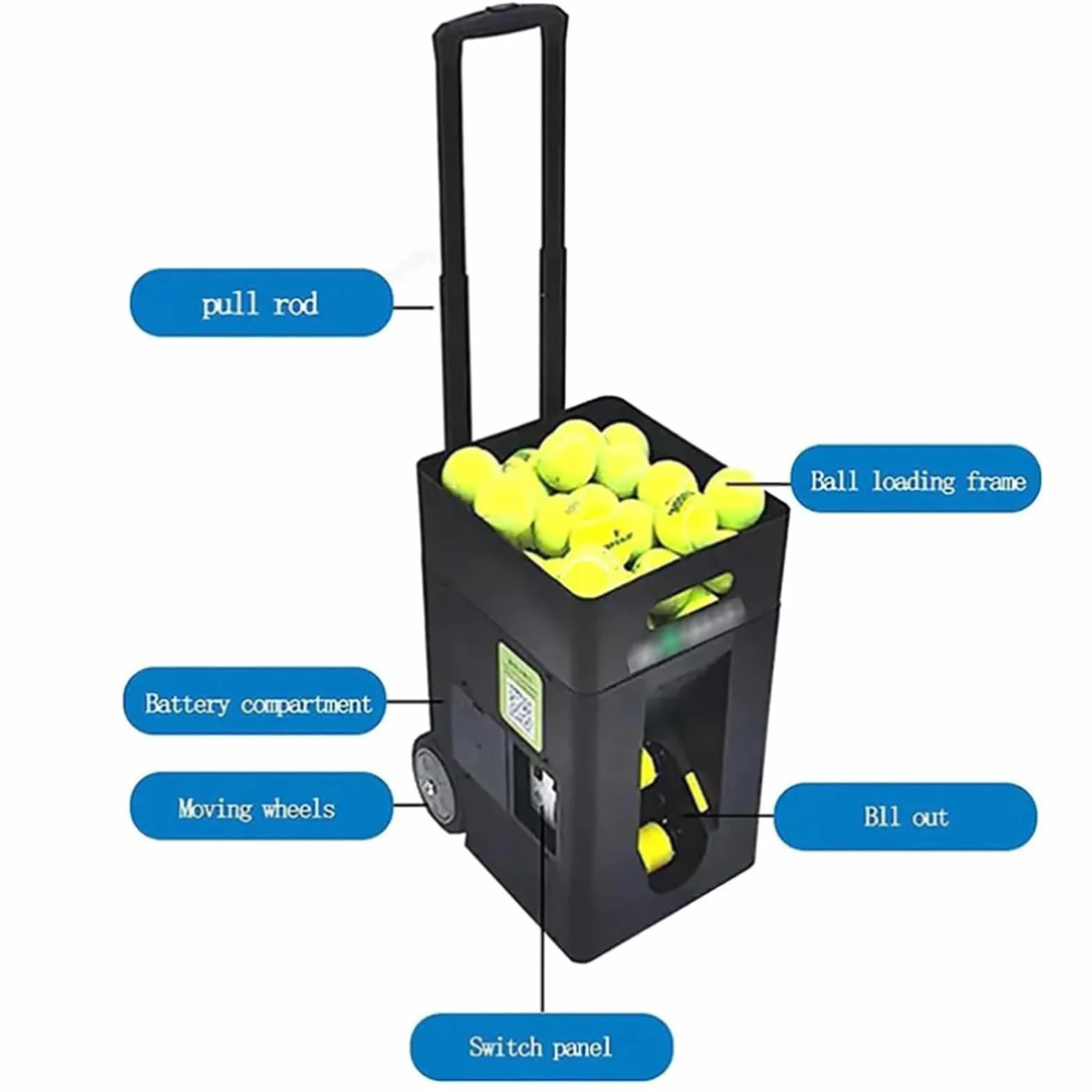 Macchina Automatica per Palle da Tennis Portatile Lanciatore 50 Palle Esercizi Allenamento Solitario