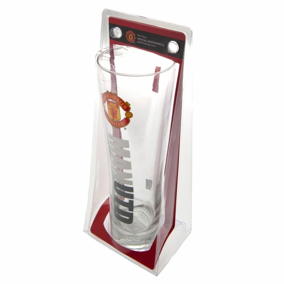 Manchester United FC Bicchiere ufficiale alto da birra Rosso Nero Argento