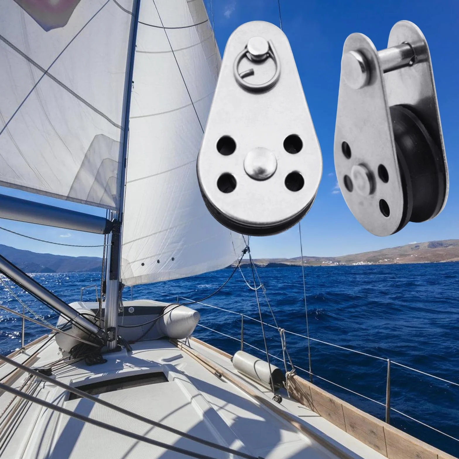 Carrucola in nylon e acciaio antiruggine per sollevamento bandiera barca a vela campeggio