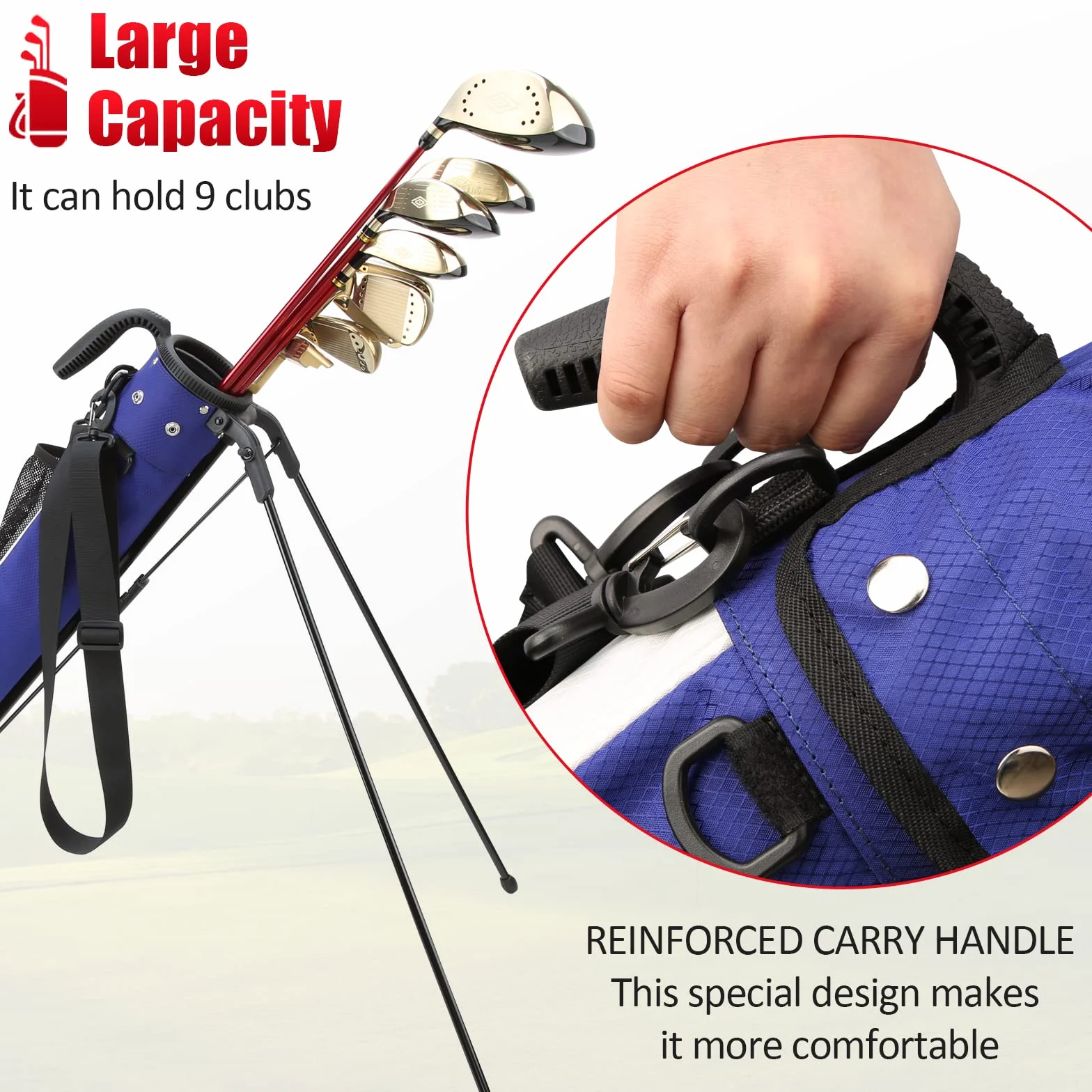 PGM Sacca da golf leggera con cinghia e supporto 2.0, borsa Pitch Putt per Driving Range