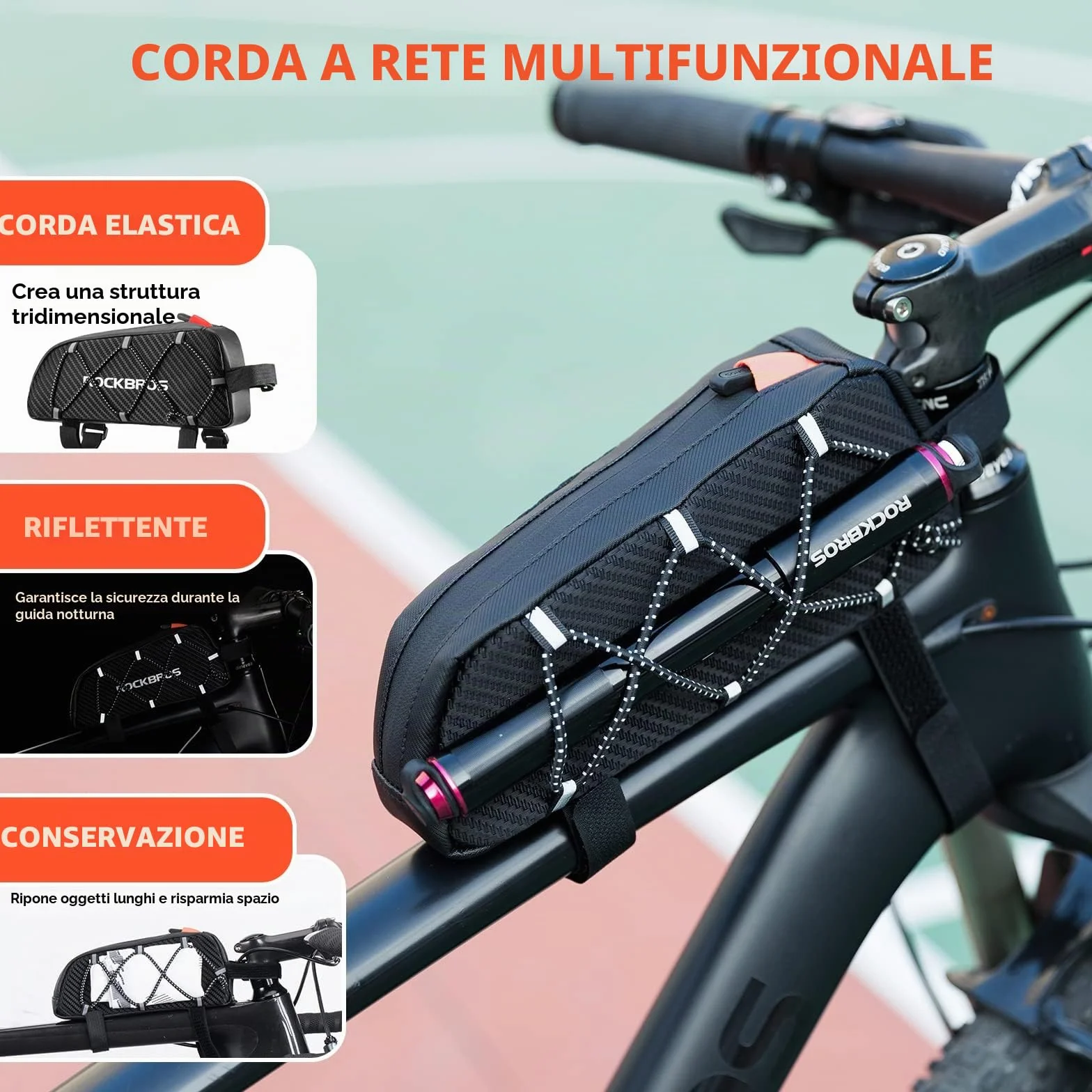 ROCKBROS Borsa Telaio Bici 1L MTB Bicicletta da Corsa Bici Elettrica