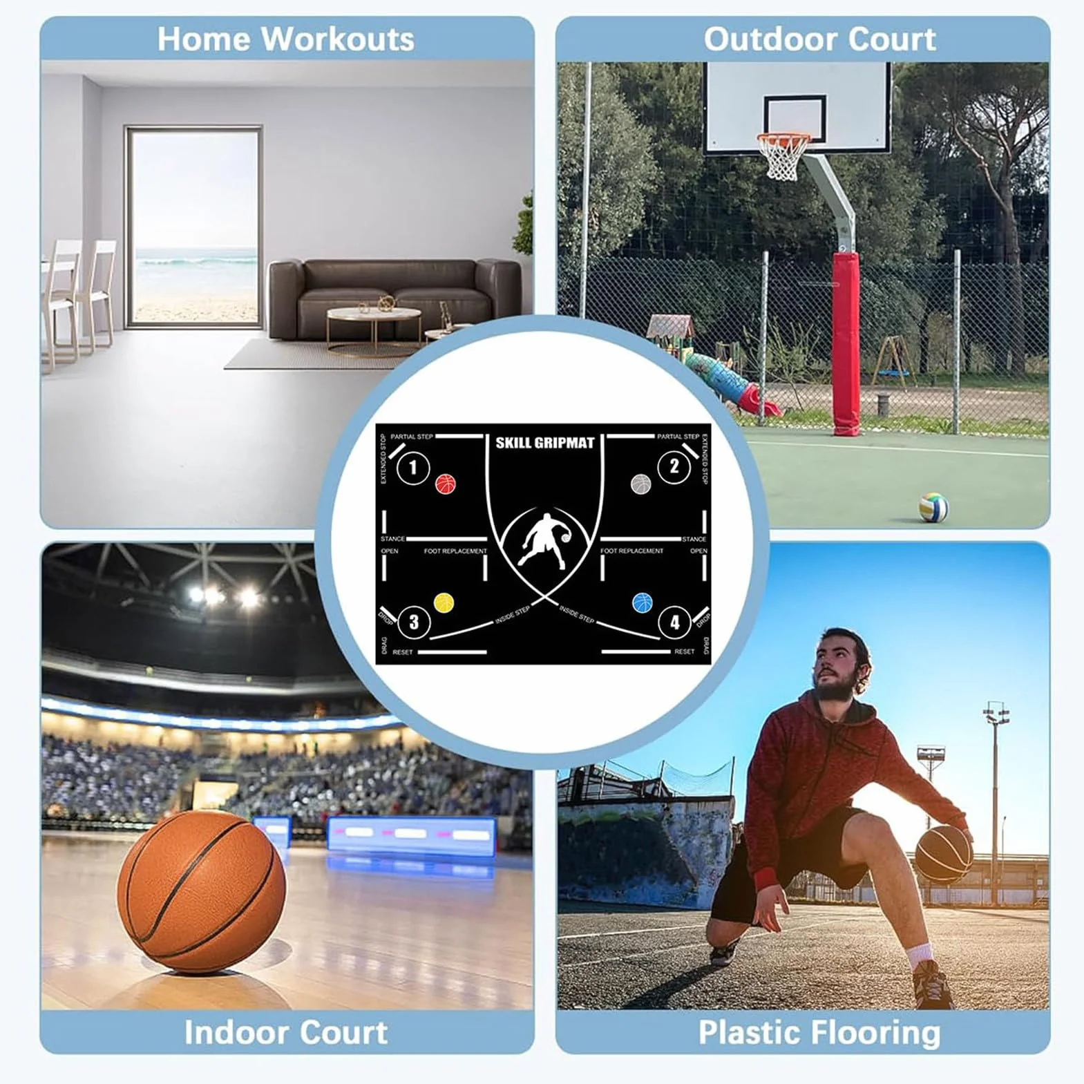 Tappetino da Basket Antiscivolo 120x86 cm - Ausili per Allenamento Agilità