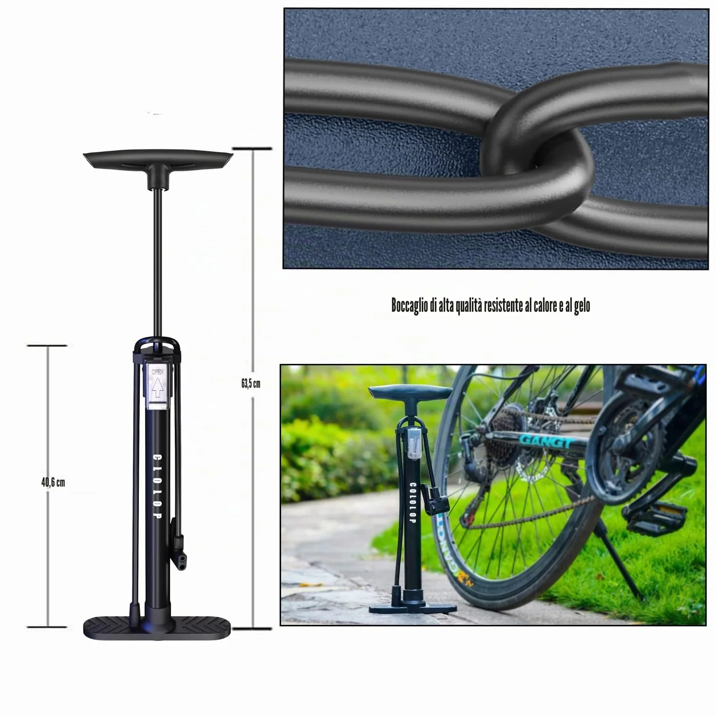 CLOLOP Pompa per Bicicletta con Manometro per Presta e Schrader MTB Bici da Corsa