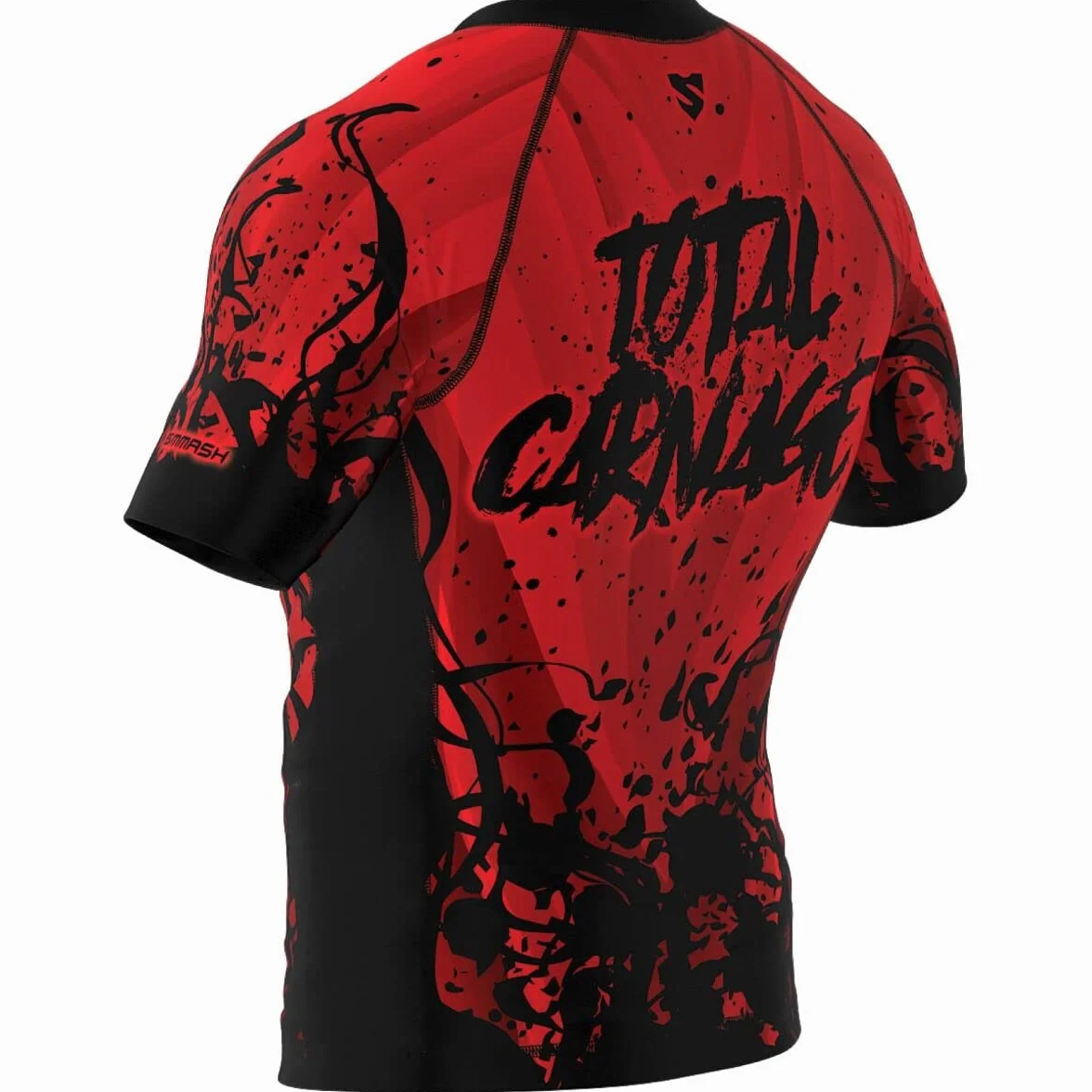 SMMASH Camicia Funzionale Uomo Rashguard Maniche Corte MMA Thaibox Muay Thai Kickboxing Traspirante Resistente All'Abrasione
