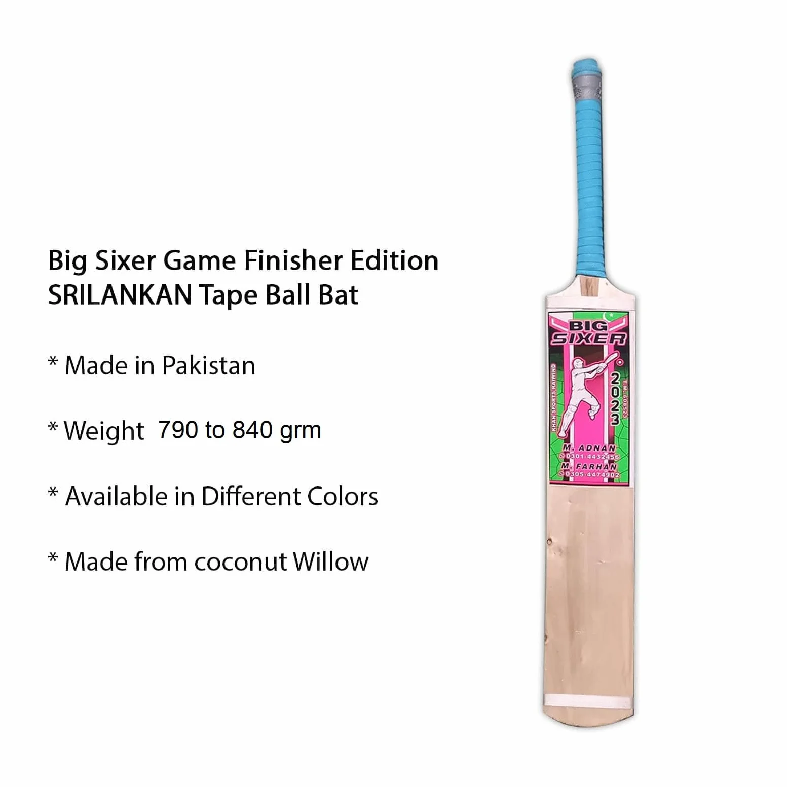 Big Sixer Sirilankan wood tape ball bat
