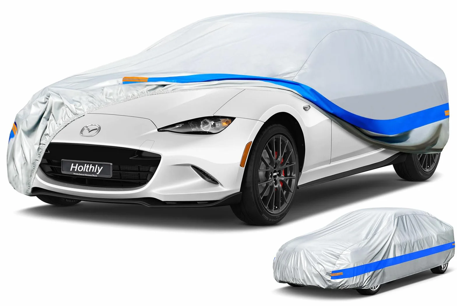 Telo Copriauto da Esterno, Holthly 10 Strati Telo Copri Auto Felpato 100% Impermeabile, Copertura Auto Antipolvere Antigraffio, Adatta per Coupé Mazda MX5, Audi TT, Fiat 124 Spider,ecc. 3S