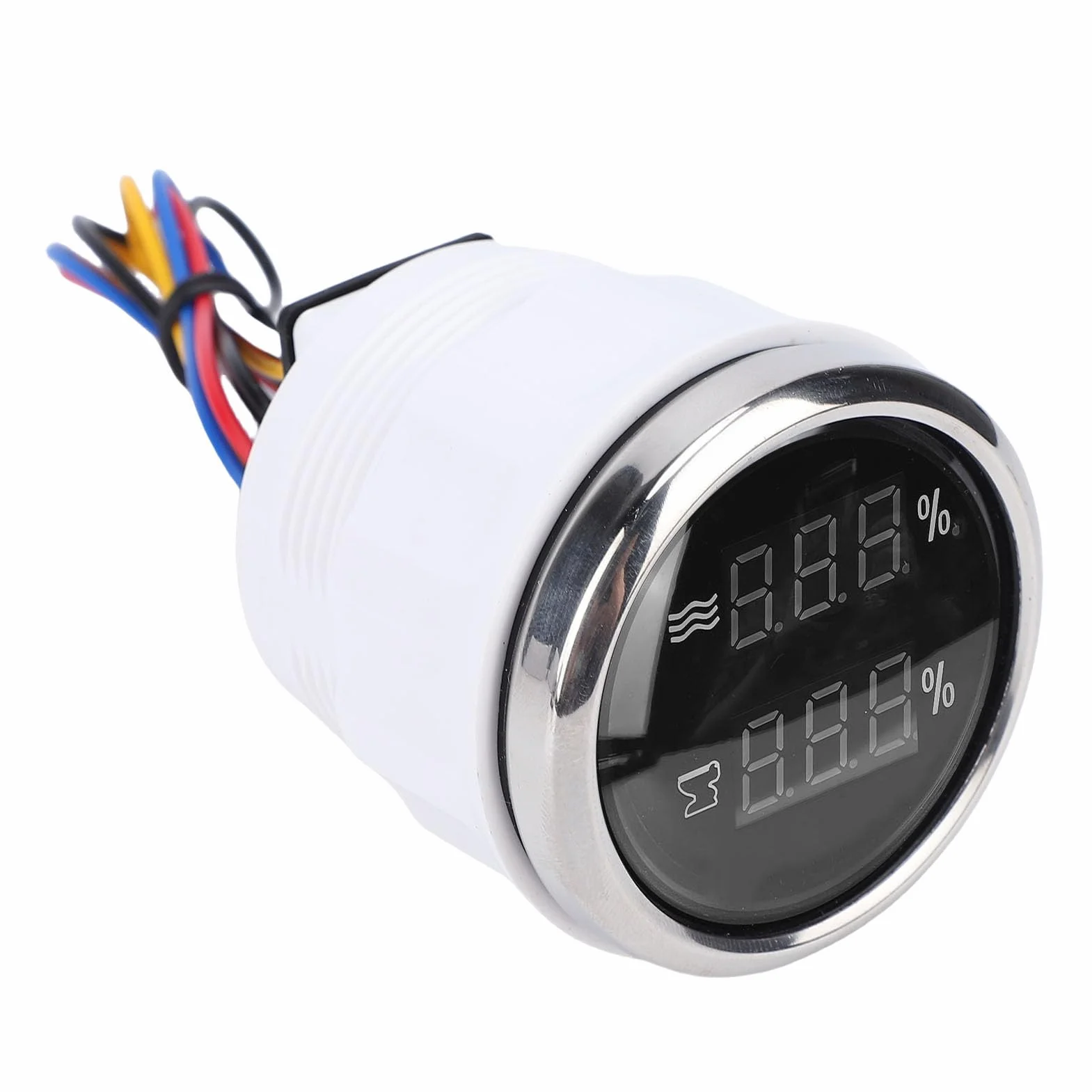 Yctze Misuratore Digitale del Livello Dell'acqua delle Acque Reflue 2 in 1 da 52 Mm Misuratore Compatto del Serbatoio Dell'acqua a Doppia Funzione per Veicoli Marini (Quadrante nero Lunetta