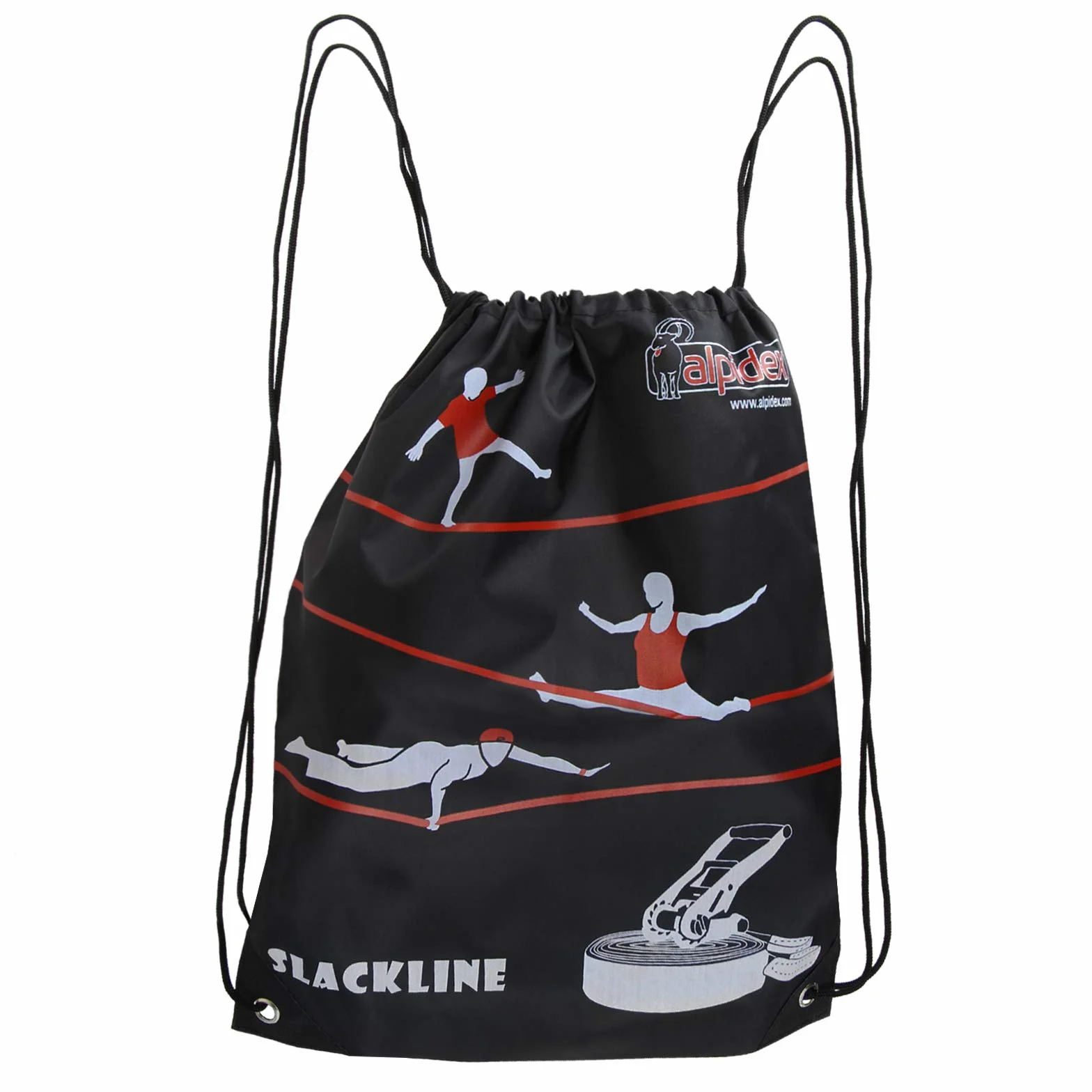 ALPIDEX Slackline Set 15 m z protekcją drzewa i cricchetto dla dzieci i dorosłych