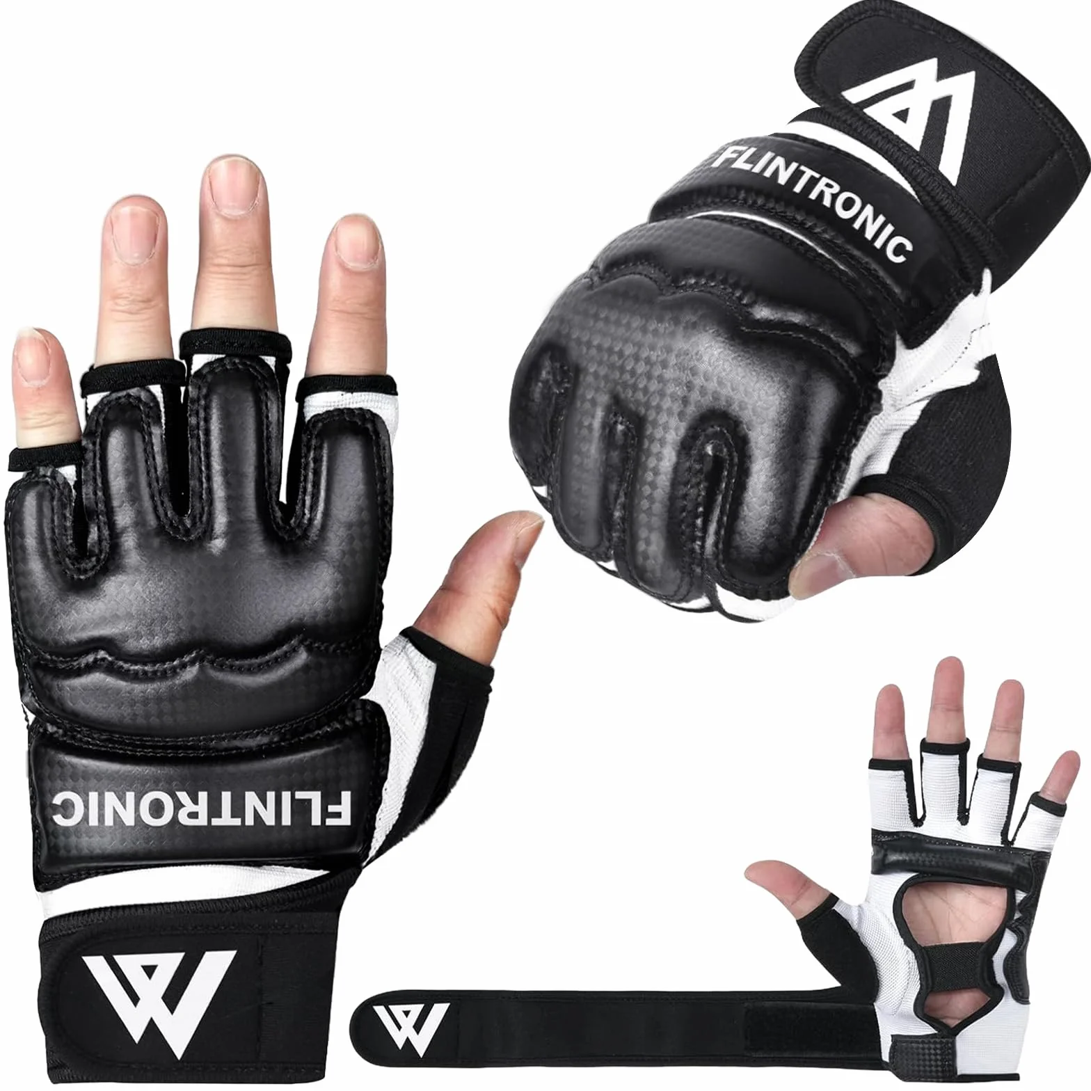Flintronic Guanti da Boxe per Allenamento MMA Karate Taekwondo Muay Thai con Fascia Elastica