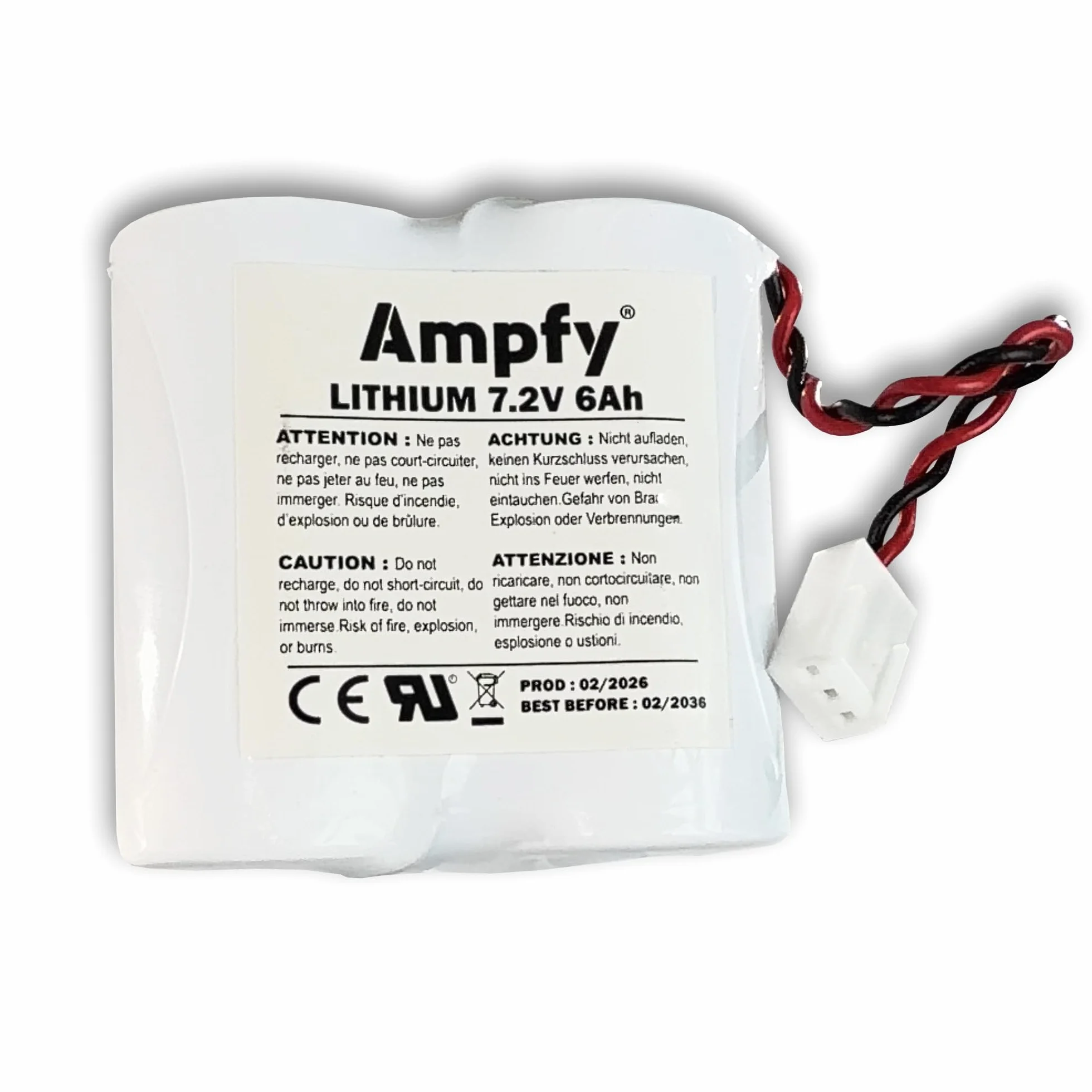 Batteria BAT06 7,2 V 6 Ah 6000 mAh SIRENE Allarme Ricambio Compatibile con DAITEM
