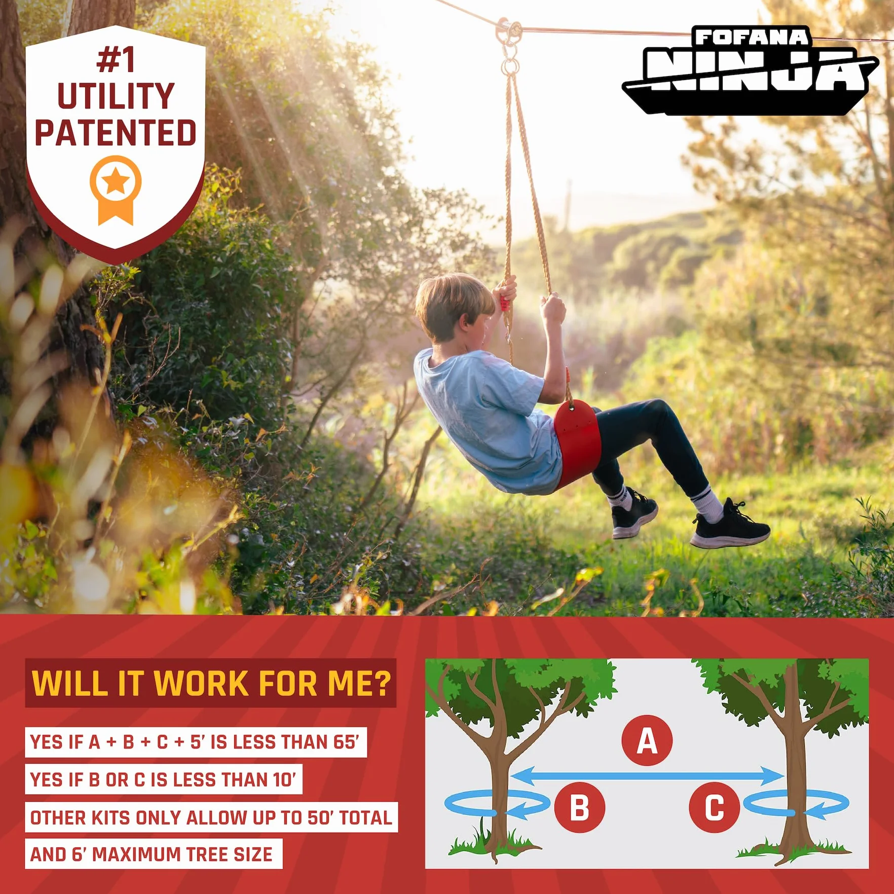 Ninja Warrior Obstacle Course for Kids 19.8m - 11 Obstacles with Ninja Slider