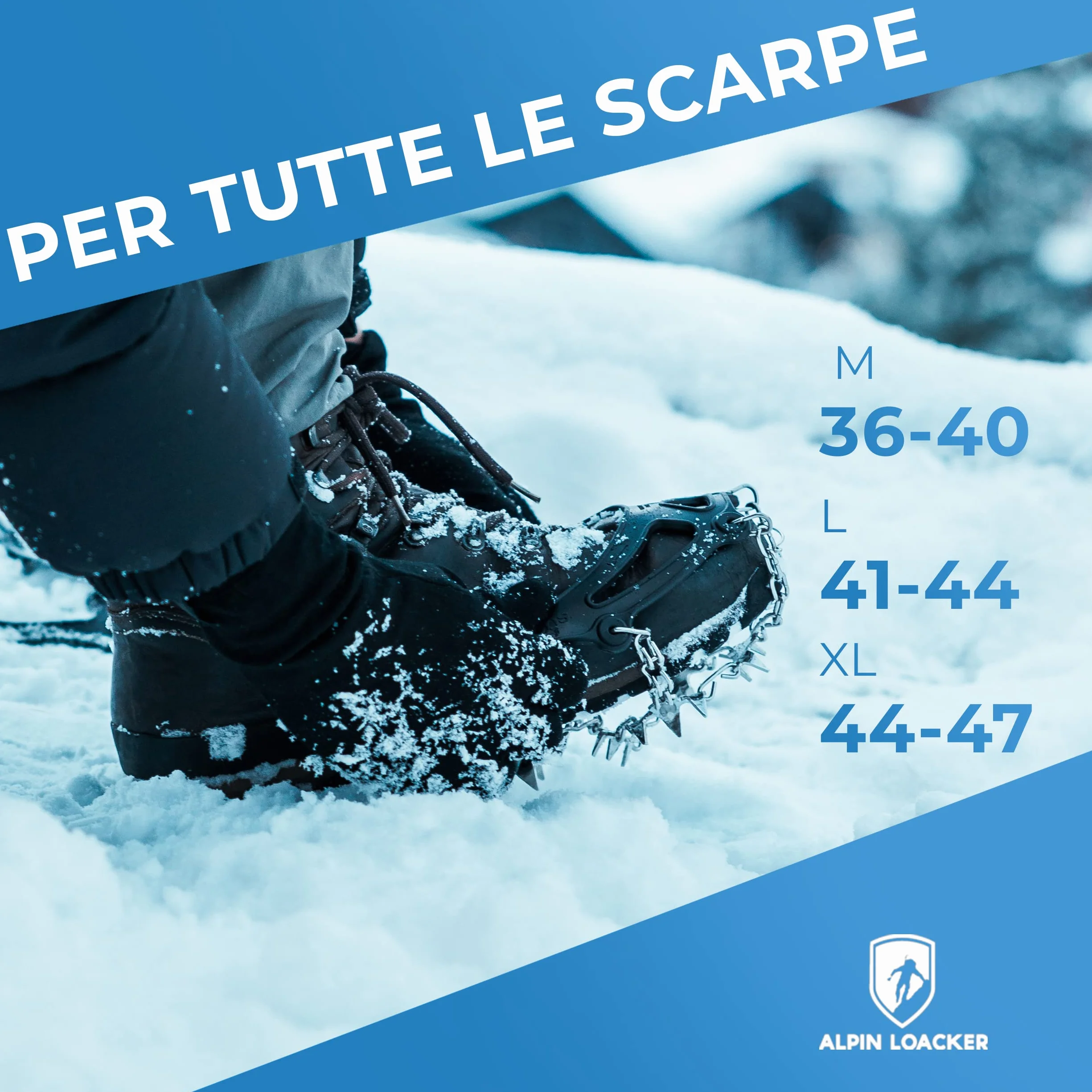 Alpin Loacker Chain PRO 18 Ramponcini per Scarponi Uomo e Donna, Ramponi da Neve per Escursioni e Trekking, M