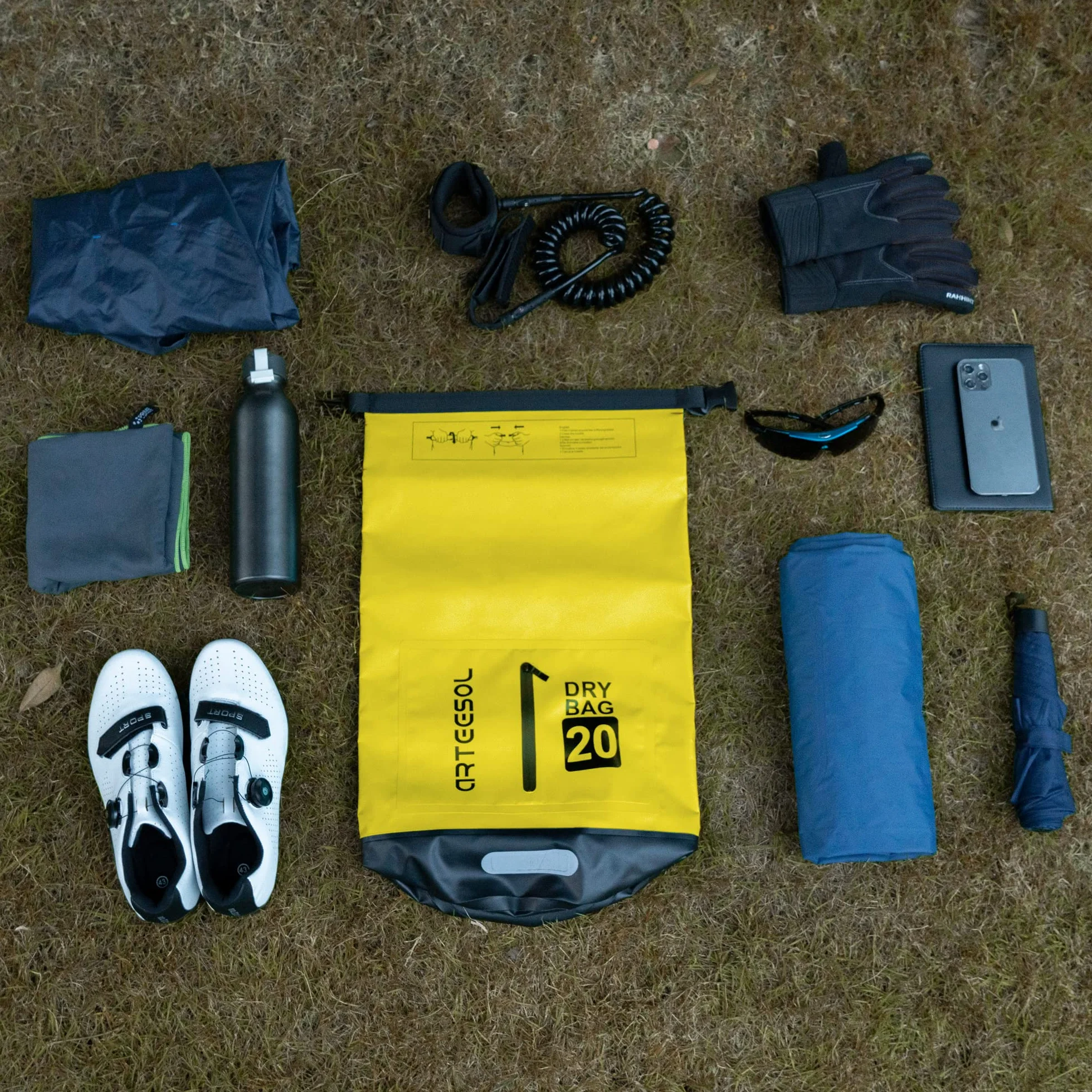 Borsa Impermeabile 5L/10L/20L/30L Waterproof Dry Bag Zaino Sacca Stagna con Doppia Tracolla per Nuoto Kayak Canottaggio Pesca Viaggiare in Bicicletta Spiaggia