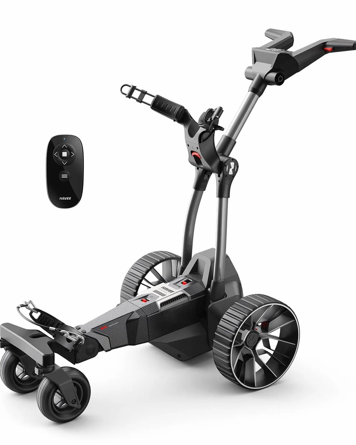NAVEE Birdie 3 Carrello da Golf Elettrico Telecomandato Follow-Me UWB Autonomia 36 fori Doppio motore 240W*2 Pieghevole 4+1 Ruote All Terreno
