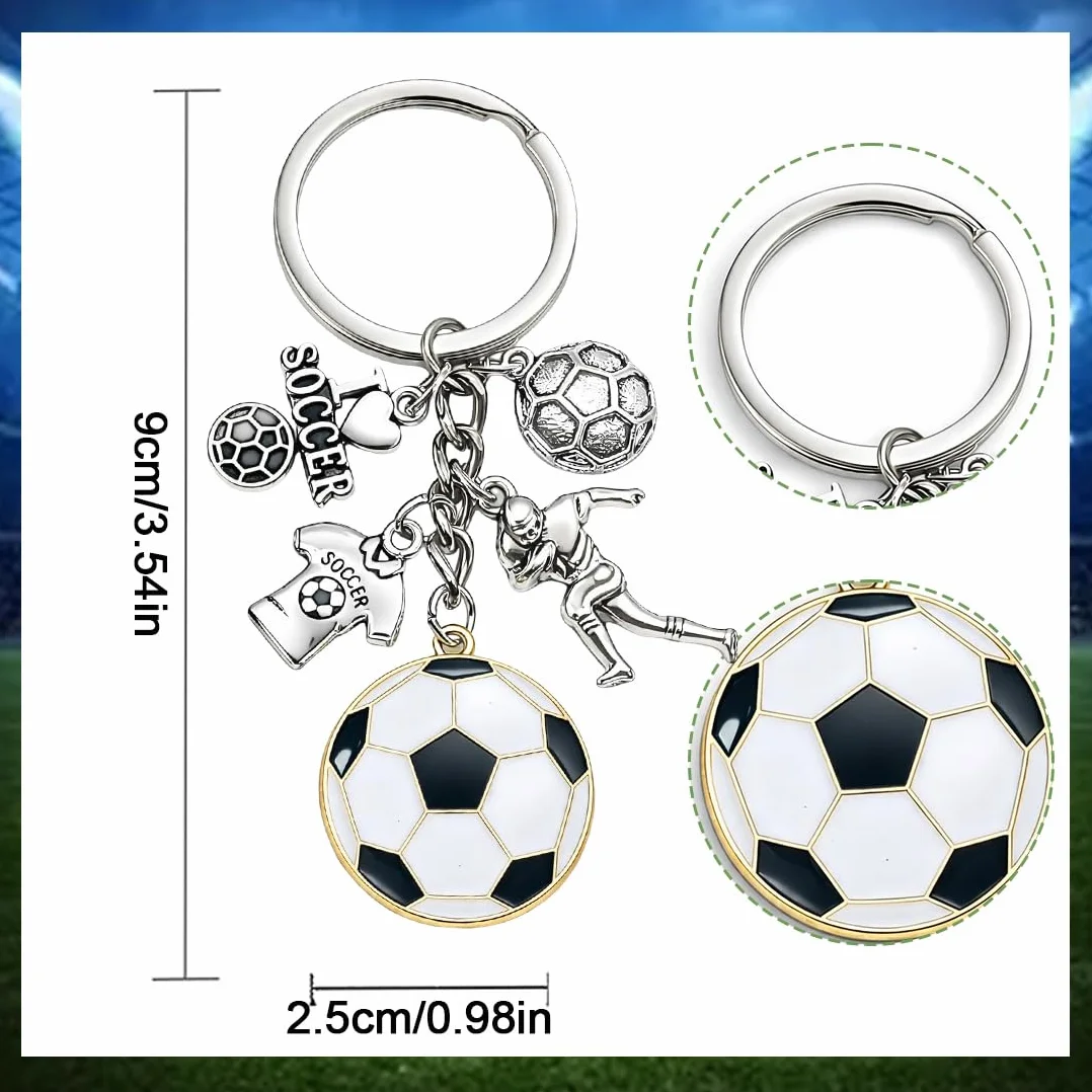 Portachiavi Calcio Metallo Creativo Ciondolo Chiave Sport Tema Calcio Mini Argento Regalo Tifosi Charms Borse Zaino