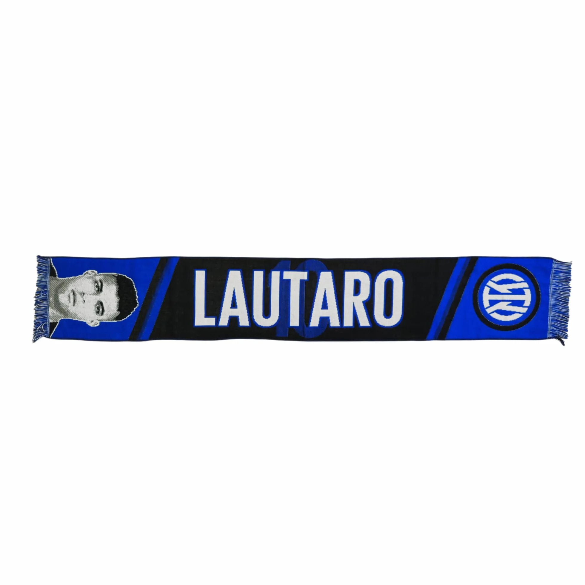 Sciarpa Jacquard Lautaro Martínez 100% Acrilico Nero Blu Bianco 135x22cm
