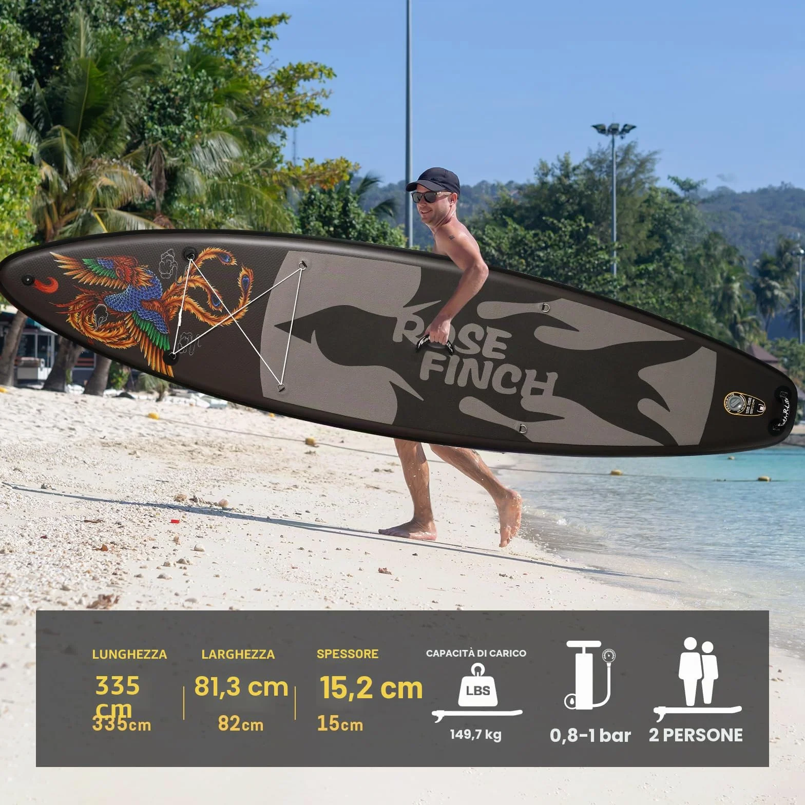 FEATH-R-LITE Tavole da Stand Up Paddle Gonfiabili Paddleboard con Pompa Manuale Zaino SUP Guinzaglio Pagaia Regolabile