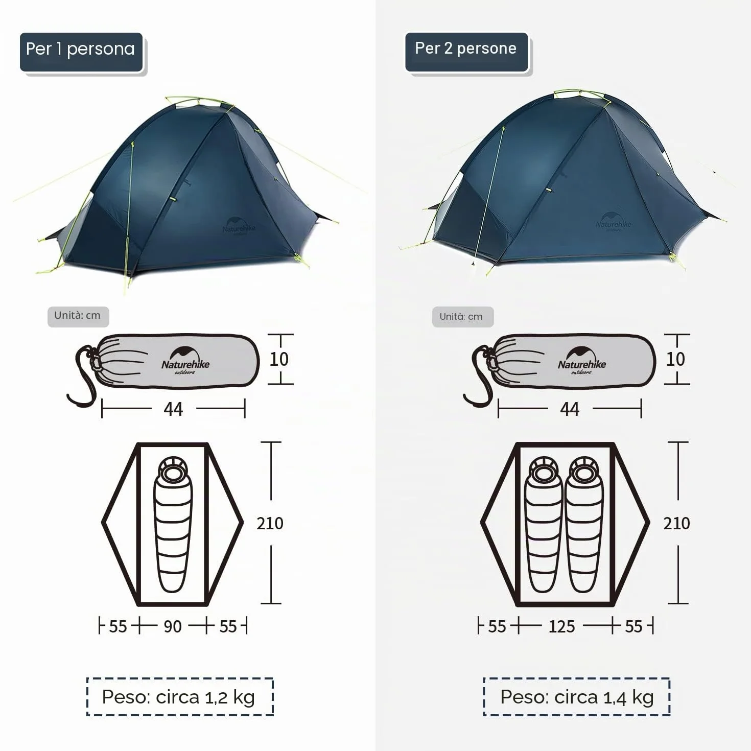 Naturehike Taga Tenda da Campeggio Ultra Leggera 1-2 Persona
