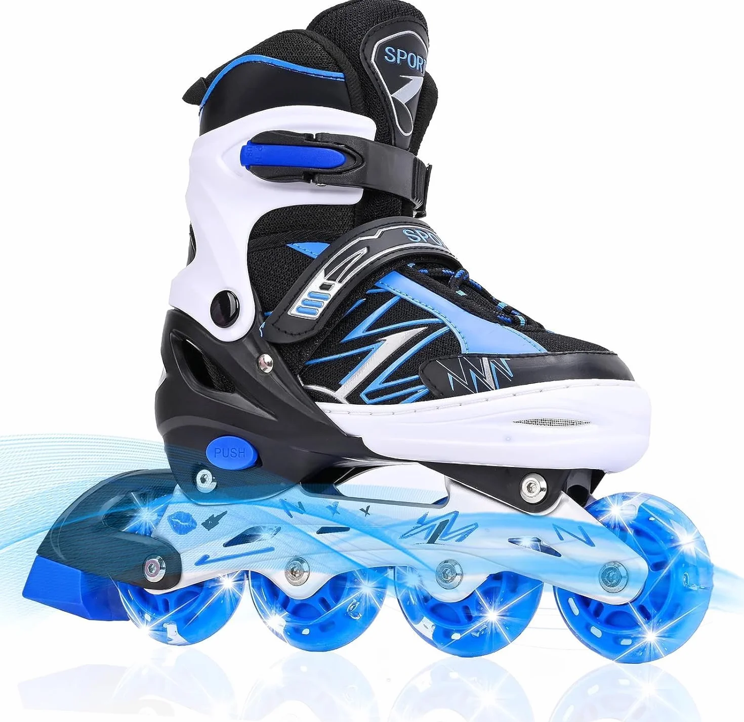 Pattini in linea regolabili per bambini ragazzi ragazze con ruote di illuminazione, pattini regolabili per bambini per principianti bambini giochi all'aperto