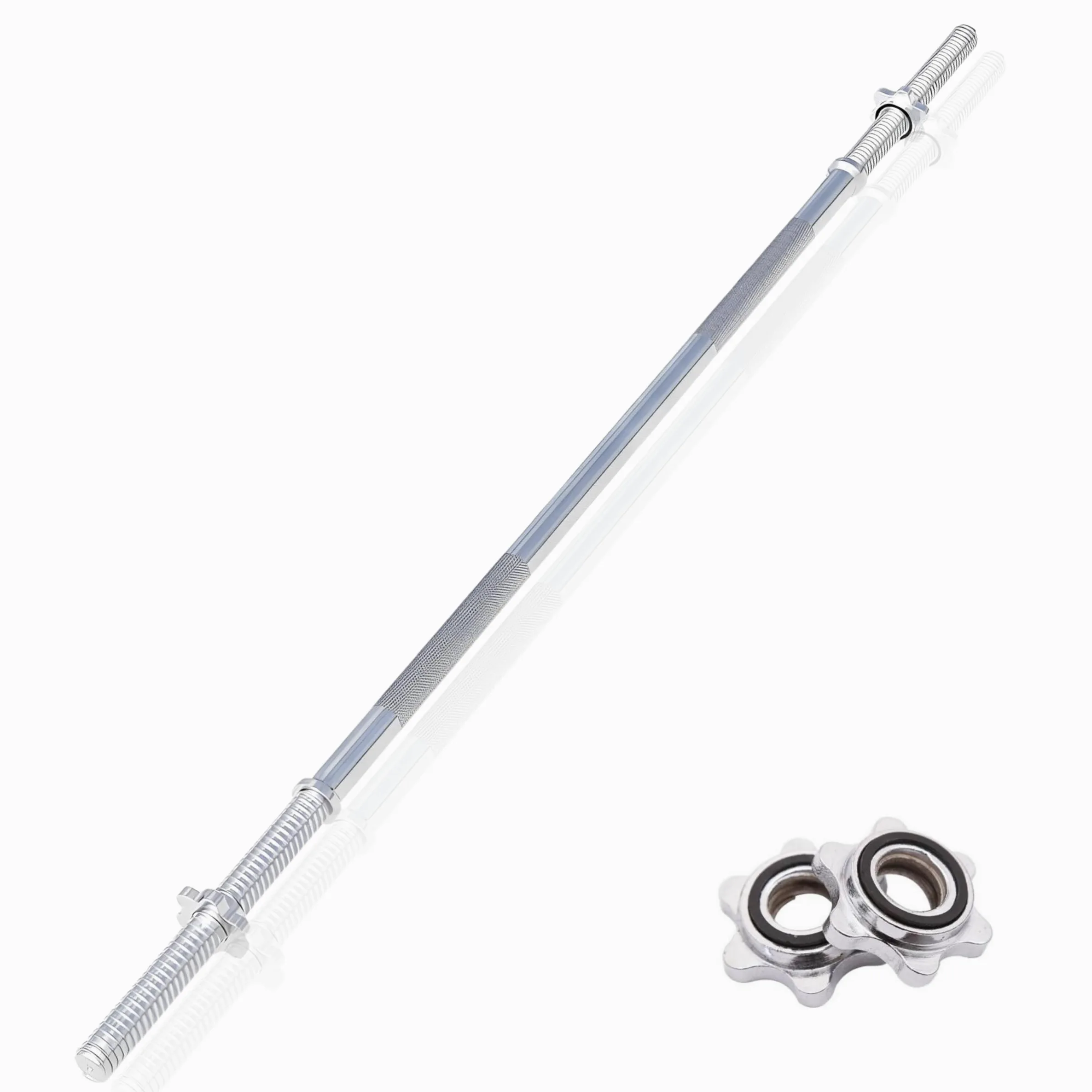 Bilanciere Palestra in Acciaio con Fermadischi Inclusi - Bilanciere 28mm Cromato 220 cm (11 KG) - Attrezzi Palestra Casa - Fitness Home Gym - Allenamento a Casa ottimale