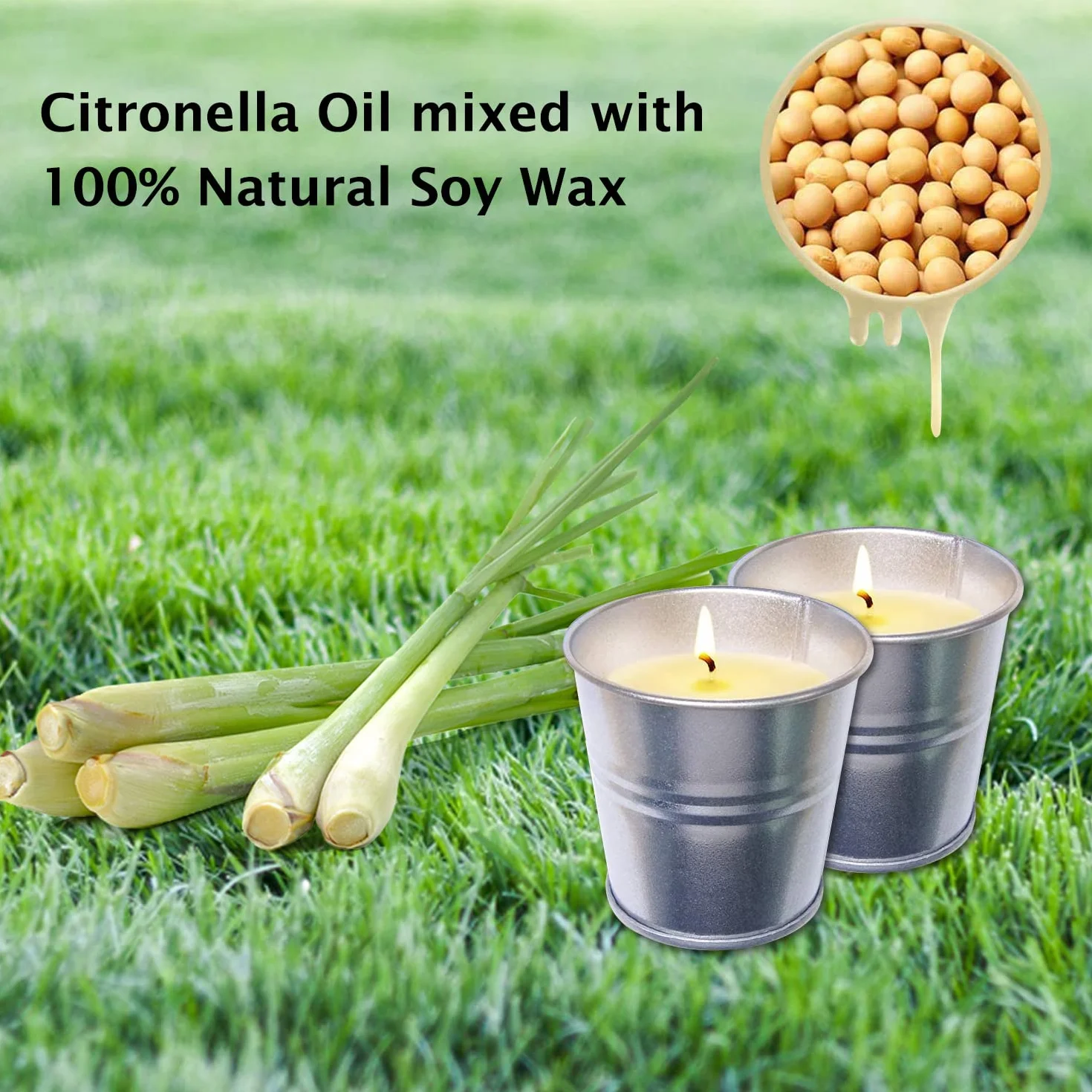 Candele Citronella per Esterno 8 Pezzi 50g Cera di Soia Naturale Giardino