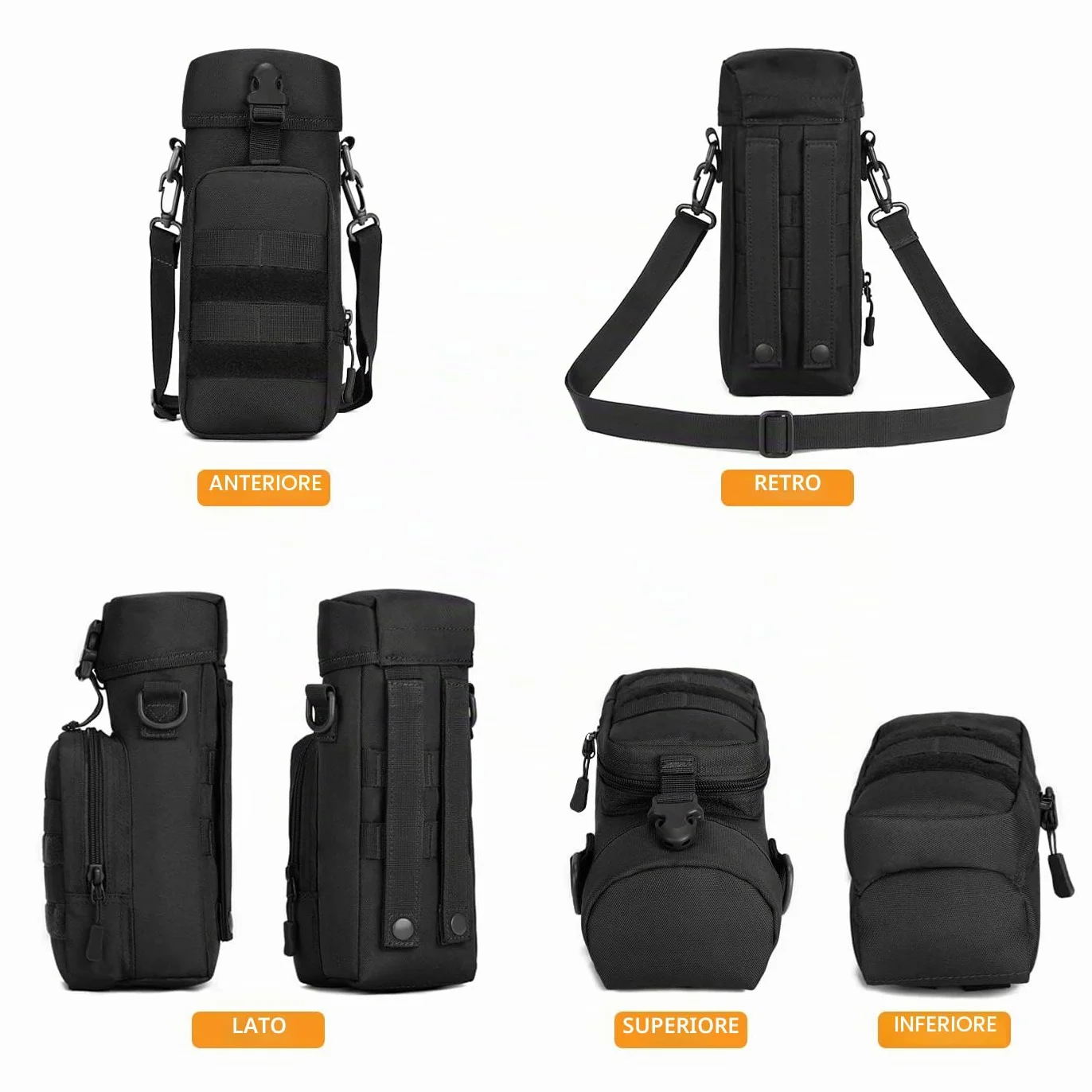 Huntvp Borsa per Borraccia Molle Militare Tattico Borsa Tracolla Porta Bottiglia Custodia Borraccia per Sport Outdoor Ciclismo Trekking Campeggio Escursionismo