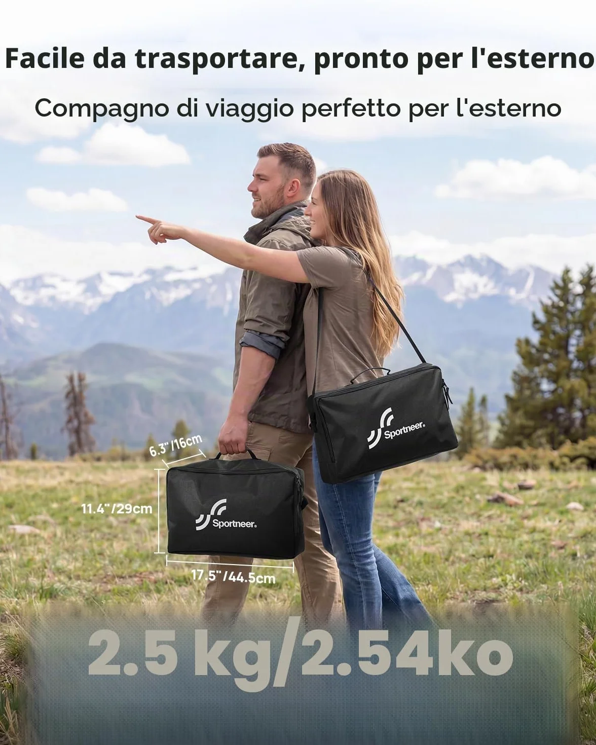 Sportneer Lettino da campeggio pieghevole 80 cm extra largo compatto con tasca laterale leggero