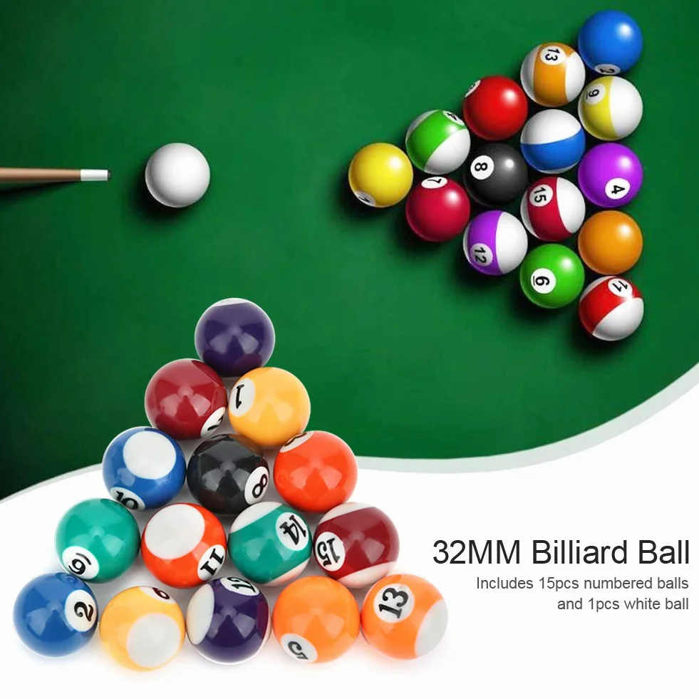 Set di Palline da Biliardo 16 Pezzi 32mm Resina